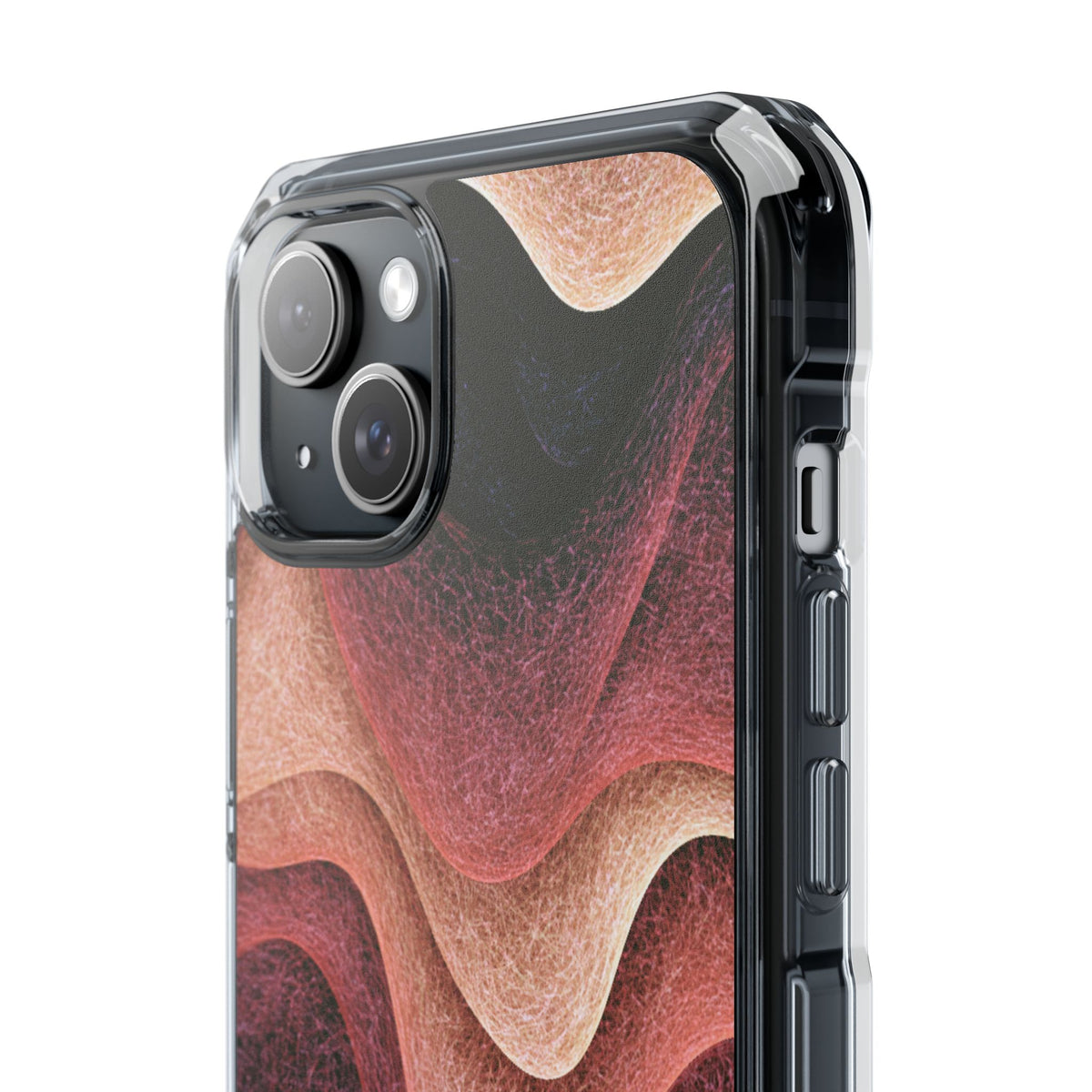 Rose Contour Waves · Clear Impact Magnetic Phone Case for iPhone · Pink
