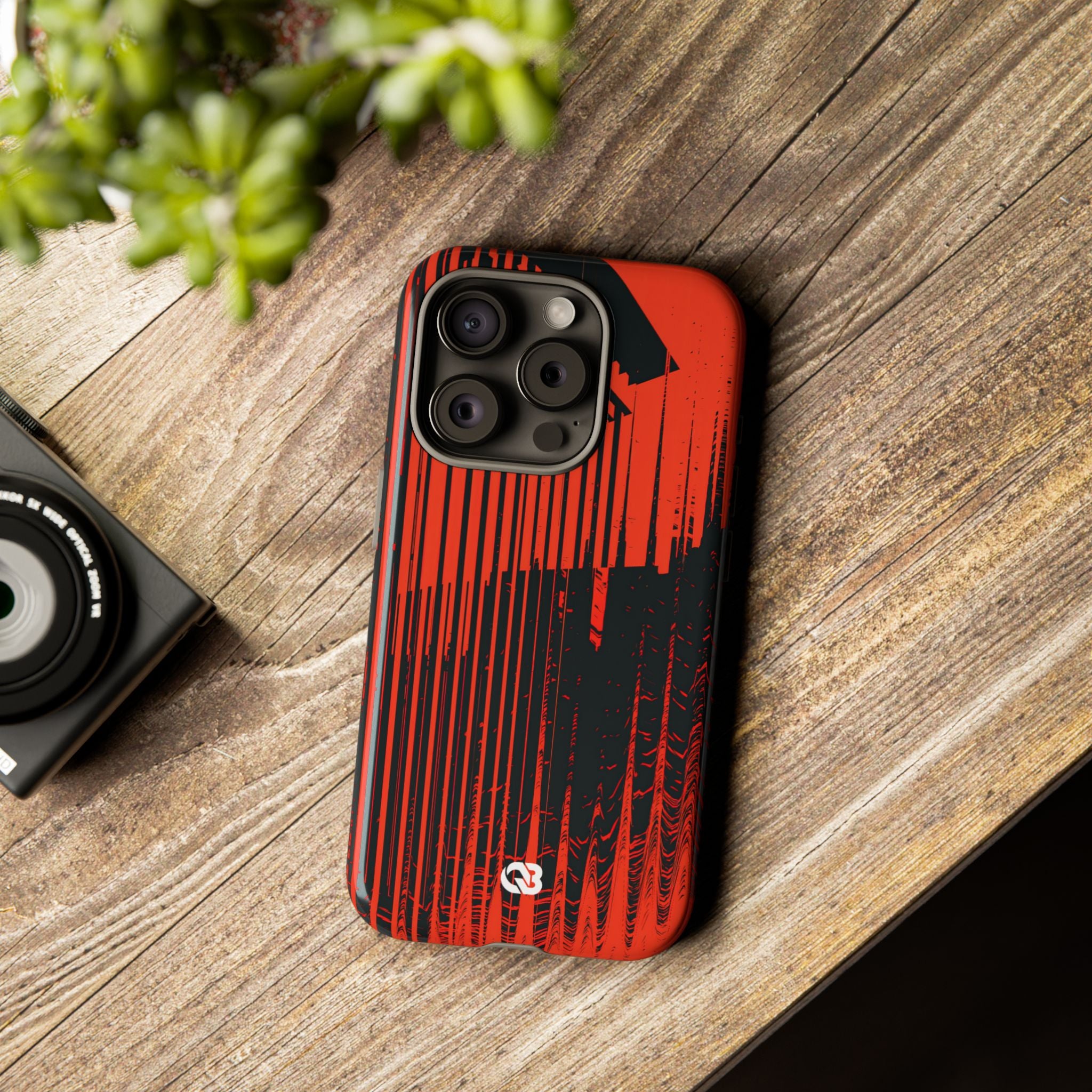 Red Tough Phone Case for iPhone - Crimson Brutalist Distortion