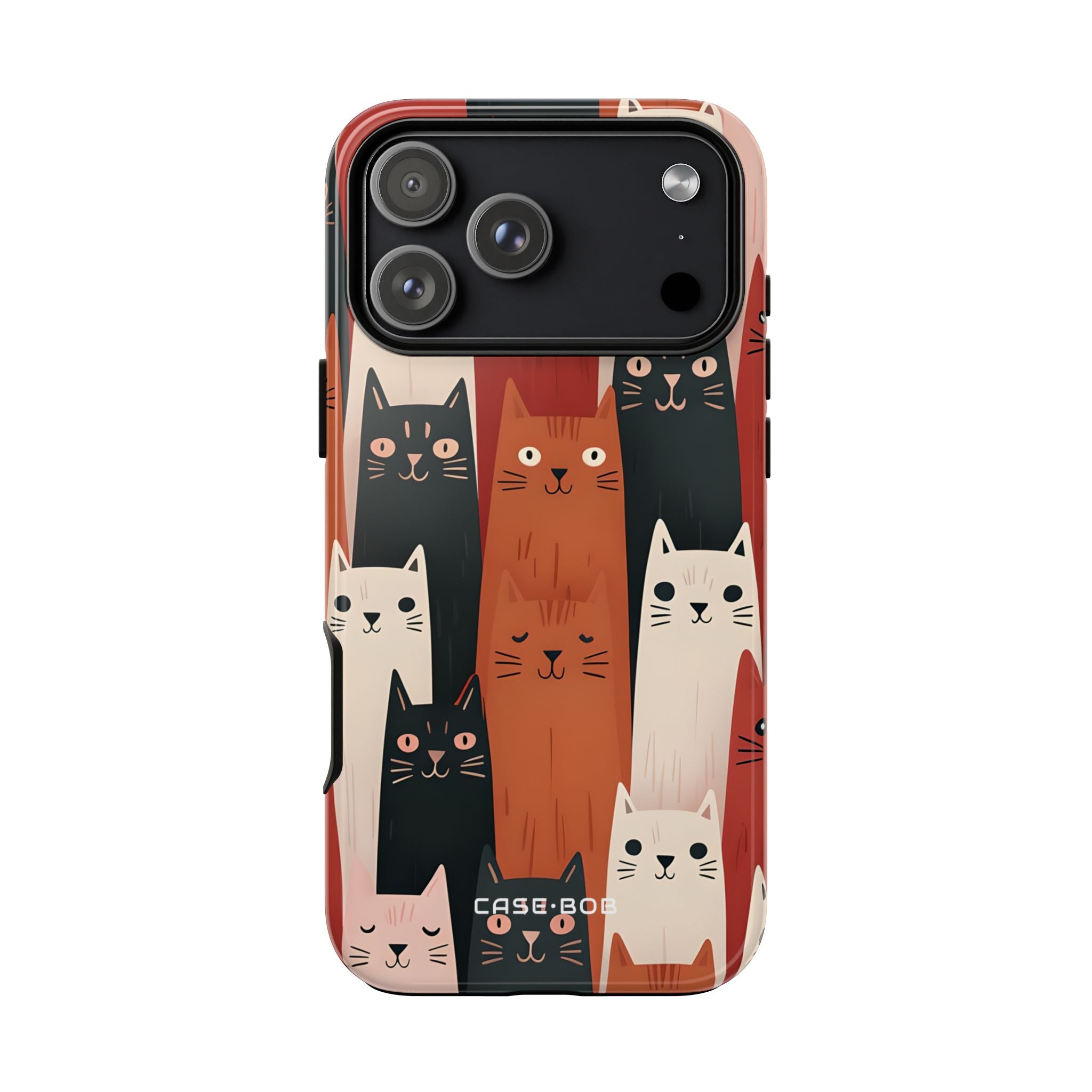Elongated Cats Black iPhone 17 Pro Max Case - Tough - CASE•BOB