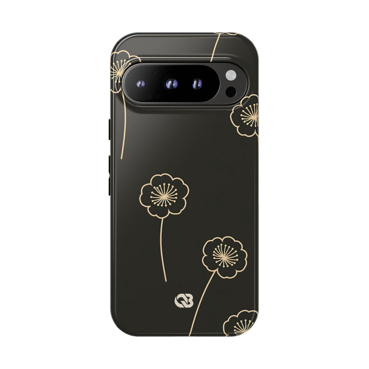 Black Tough Phone Case for Google Pixel - Obsidian Sand Petals