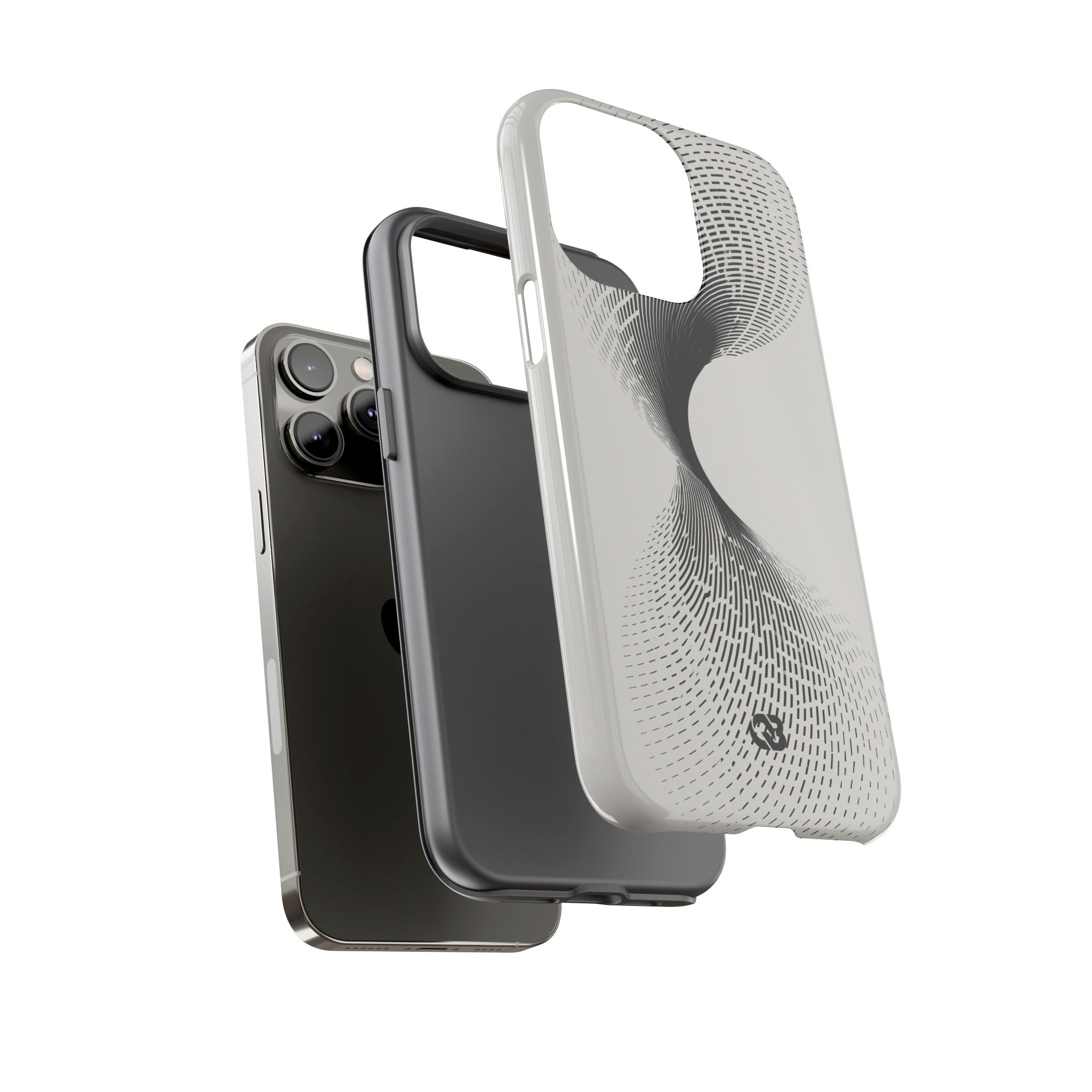 White Tough Phone Case for iPhone - Linear Torsion Grid