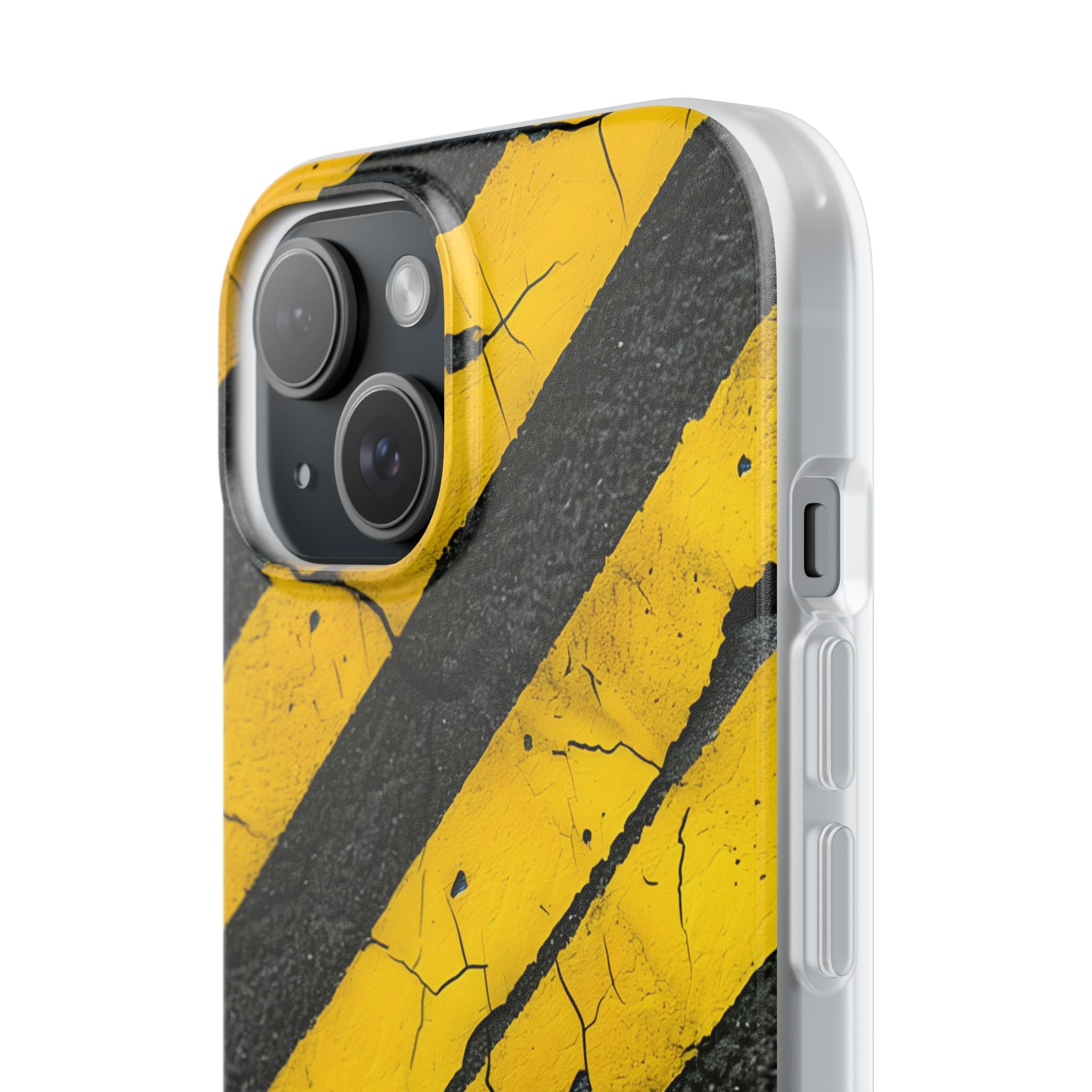 Yellow Stripe Distress iPhone 15 Case - Soft