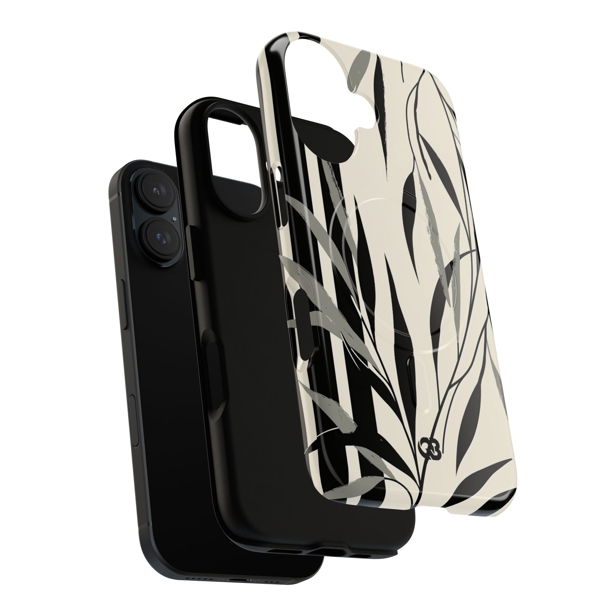 Beige Tough 2.0 Magsafe Phone Case for iPhone - Soot Leaf Sketch