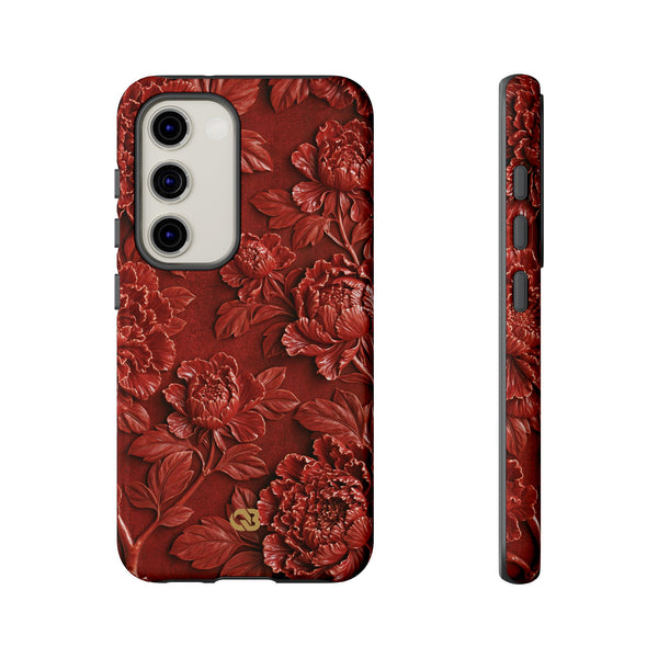 Cinnabar Peony Relief · Tough Phone Case for Samsung · Red