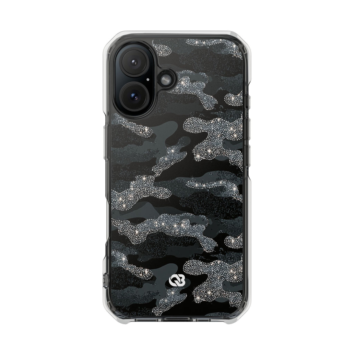 Glitter Shadow Camo · Clear Impact Magnetic Phone Case for iPhone · Black