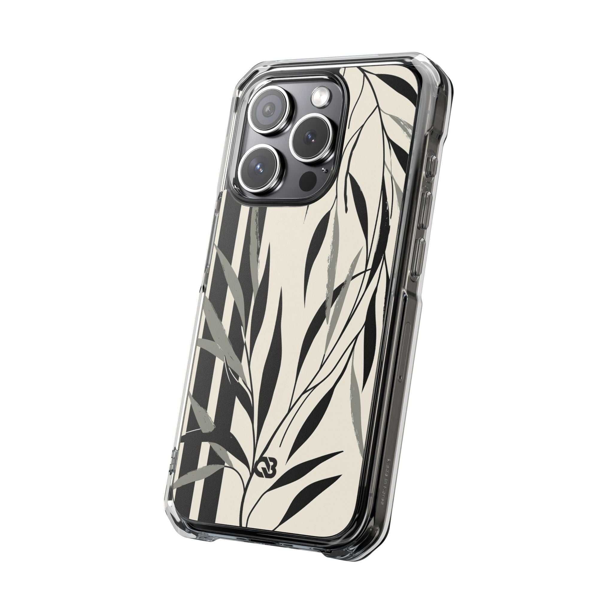 Beige Impact MagSafe Phone Case for iPhone - Soot Leaf Sketch