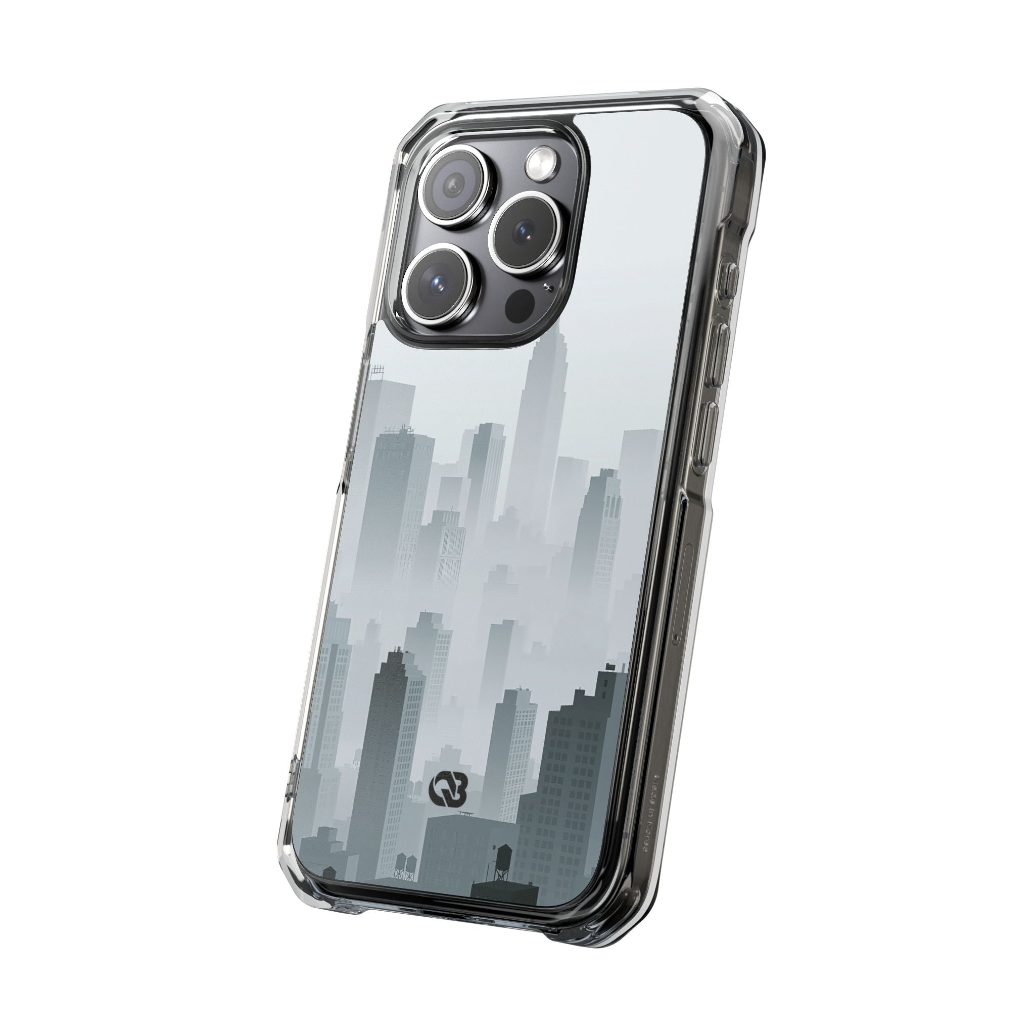 Grey Impact MagSafe Phone Case for iPhone - Steel Mist Skyline