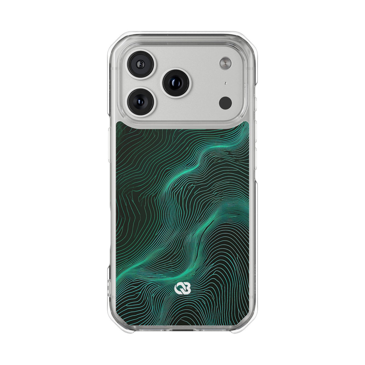 Teal Impact MagSafe Phone Case for iPhone - Neon Jade Contour