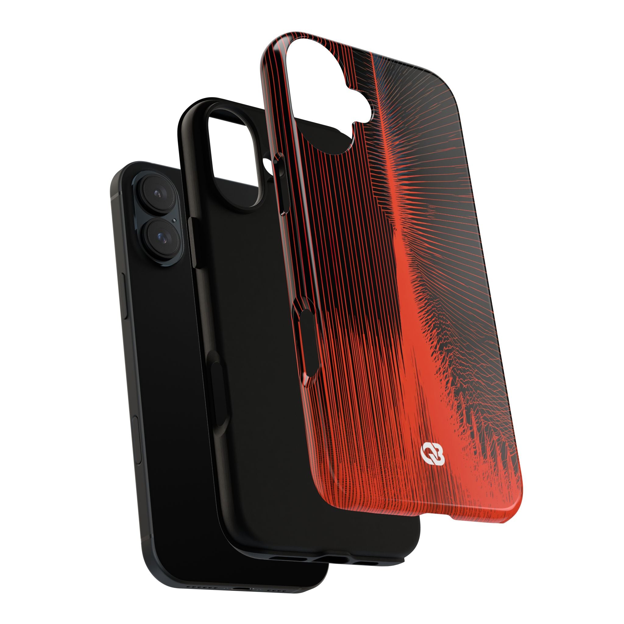 Red Tough Phone Case for iPhone - Crimson Frequency Pulse