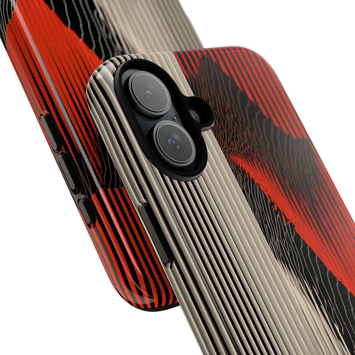 Red Tough Phone Case for iPhone - Crimson Pulse Topo