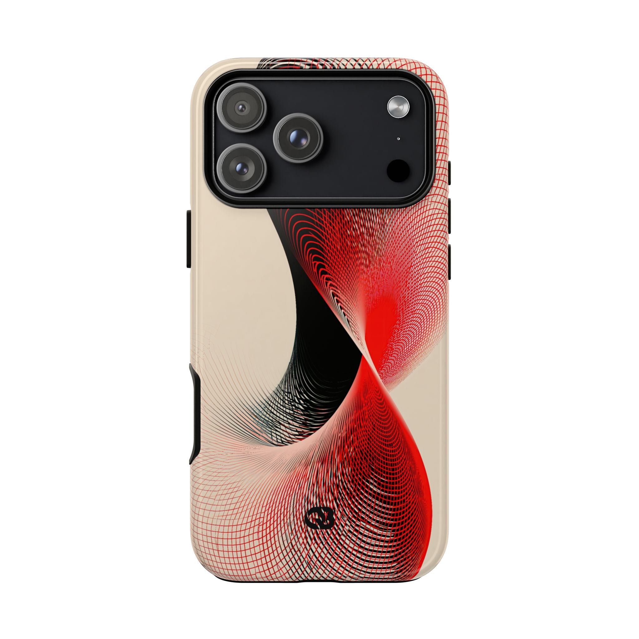Red Tough Phone Case for iPhone - Scarlet Wireframe Helix