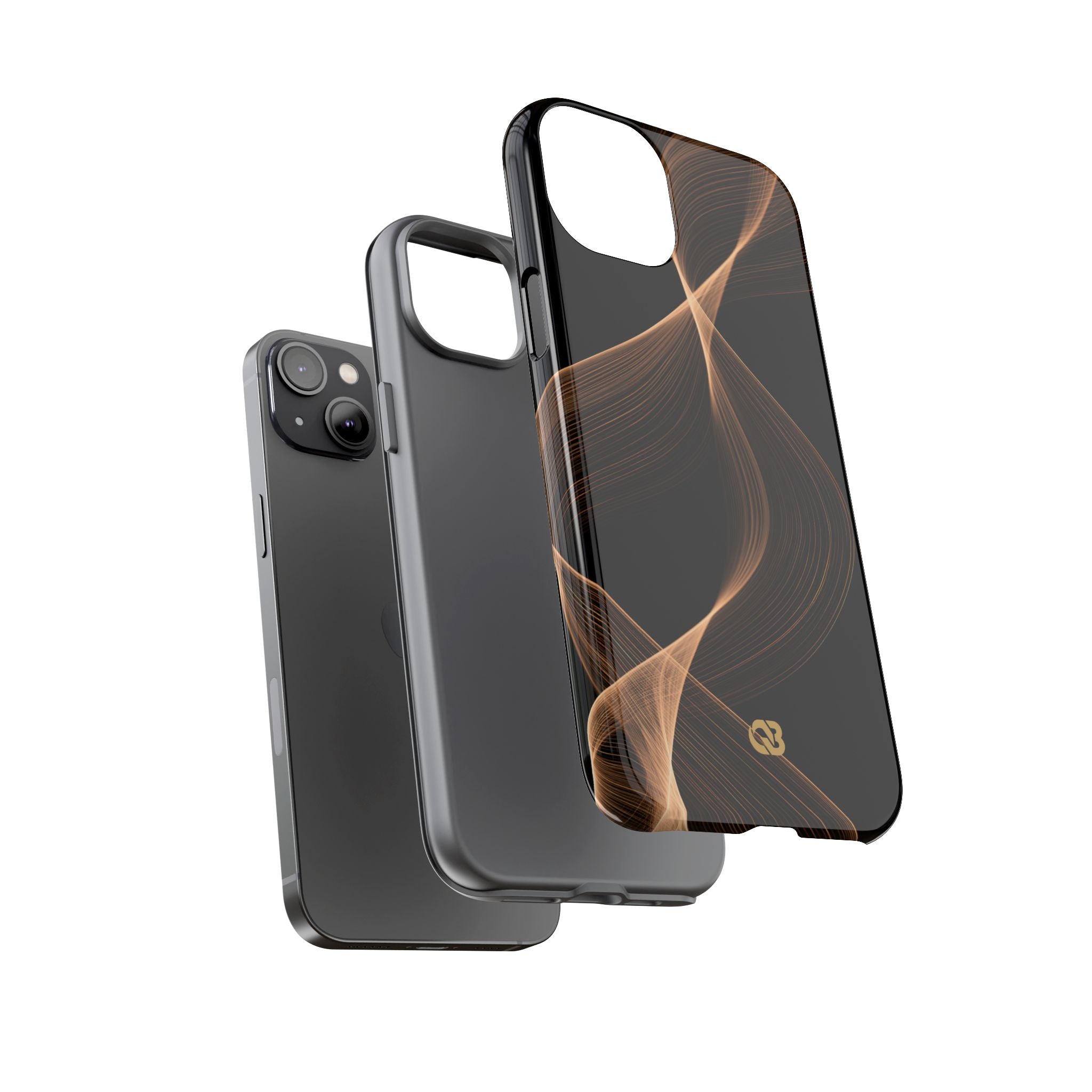 Brown Tough Phone Case for iPhone - Copper Silk Wave