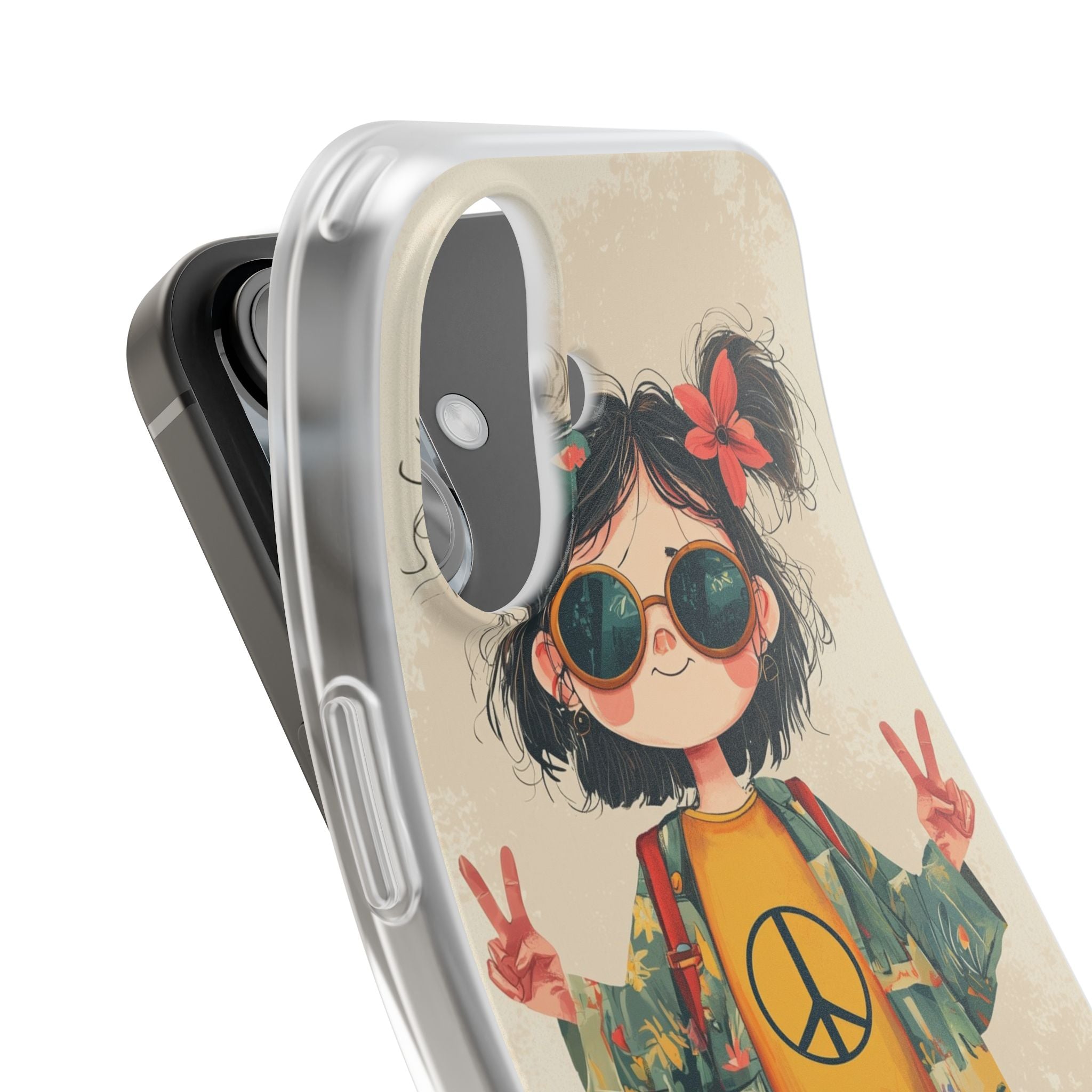 Retro Peace Girl · Soft Phone Case for iPhone