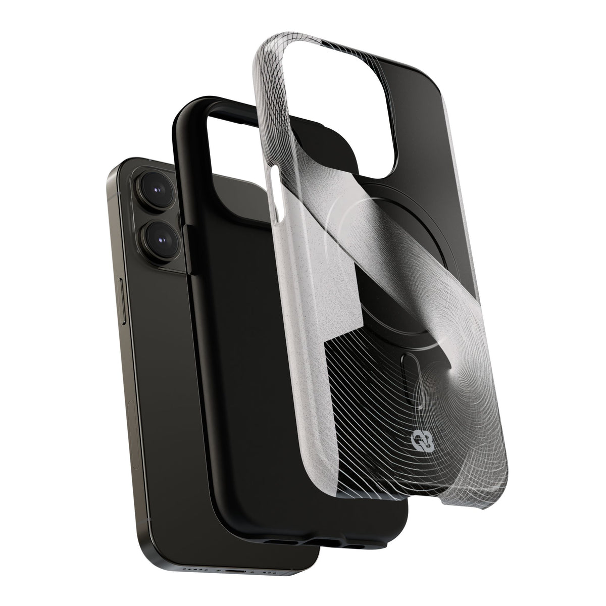 Grey Tough 2.0 Magsafe Phone Case for iPhone - Obsidian Moiré Wave