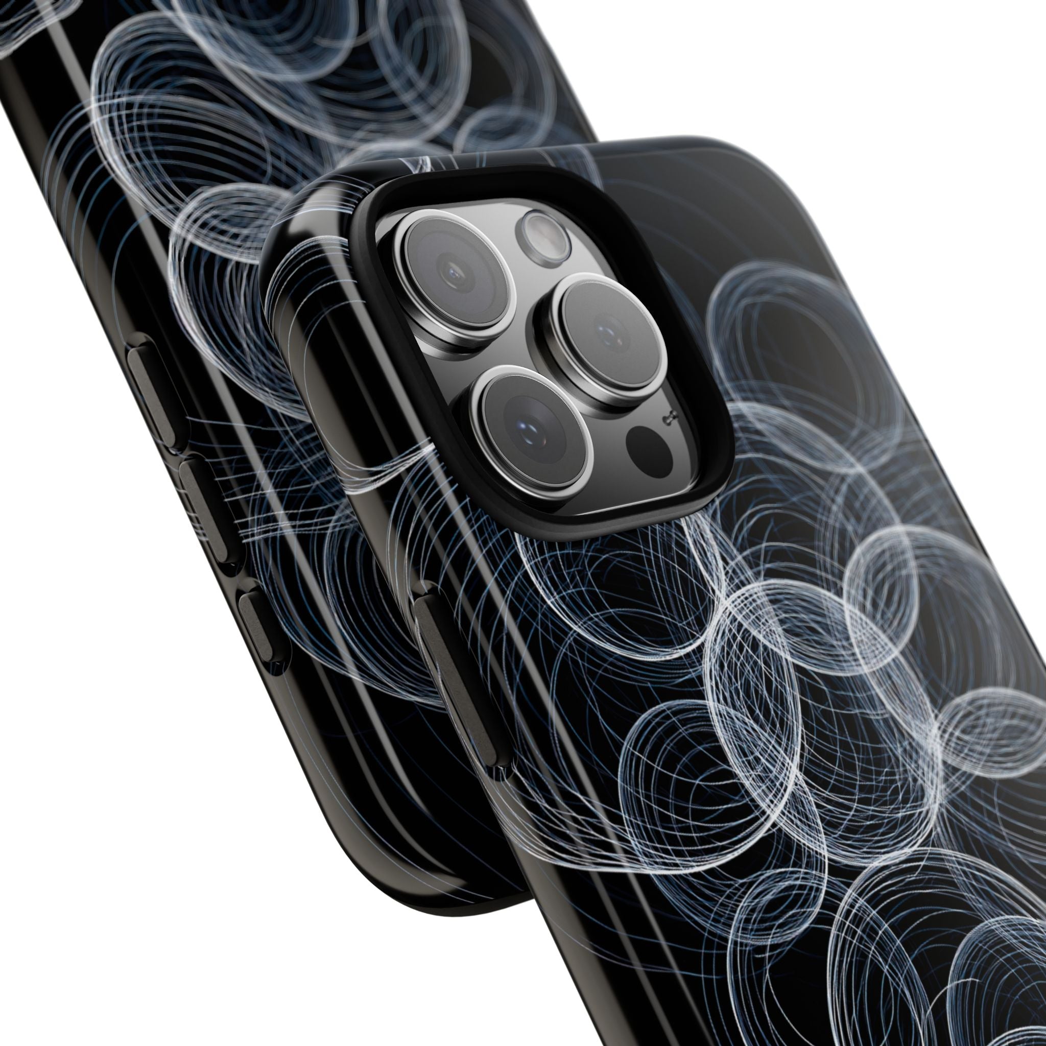 Black Tough Phone Case for iPhone - Frosted Ring Matrix