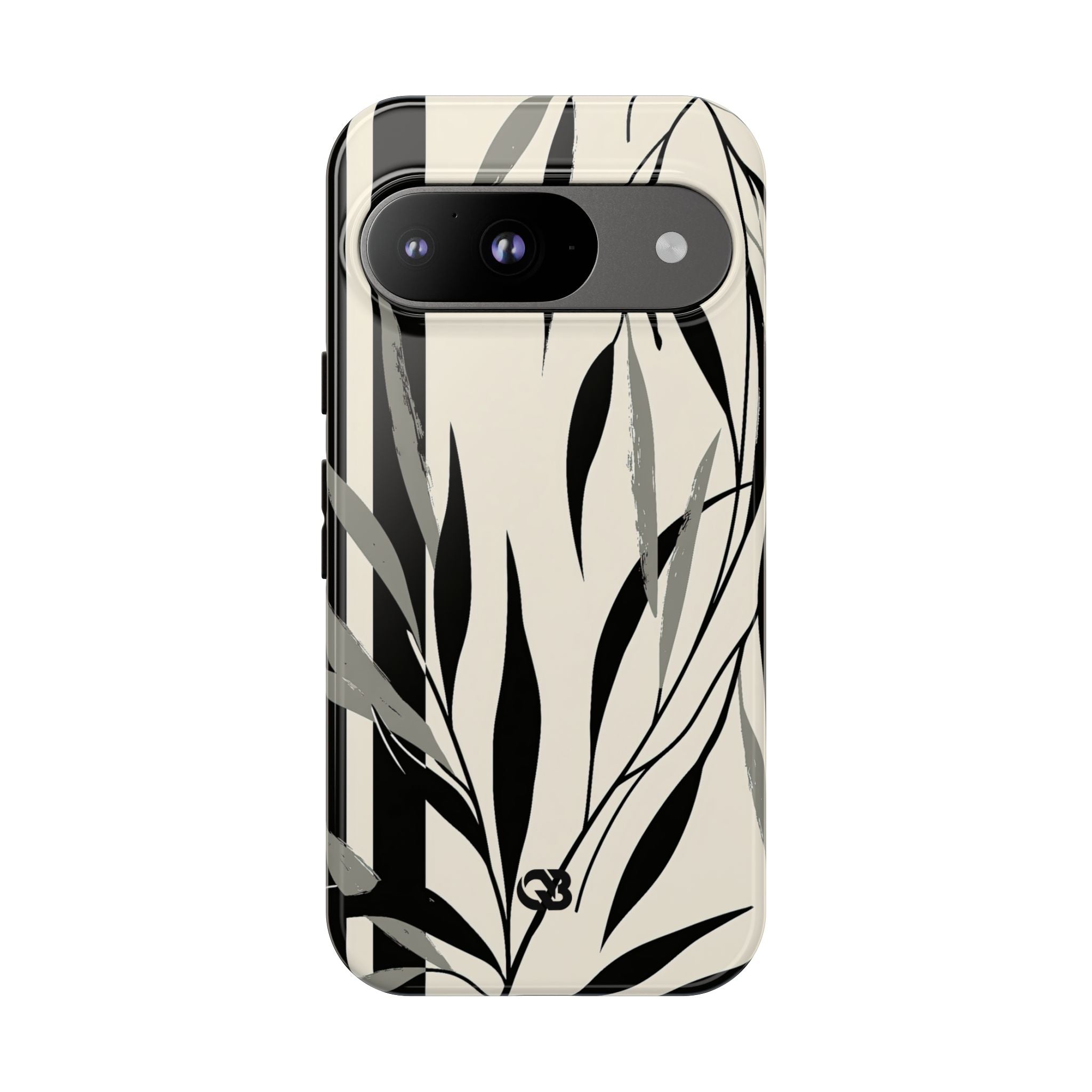 Beige Tough Phone Case for Google Pixel - Soot Leaf Sketch