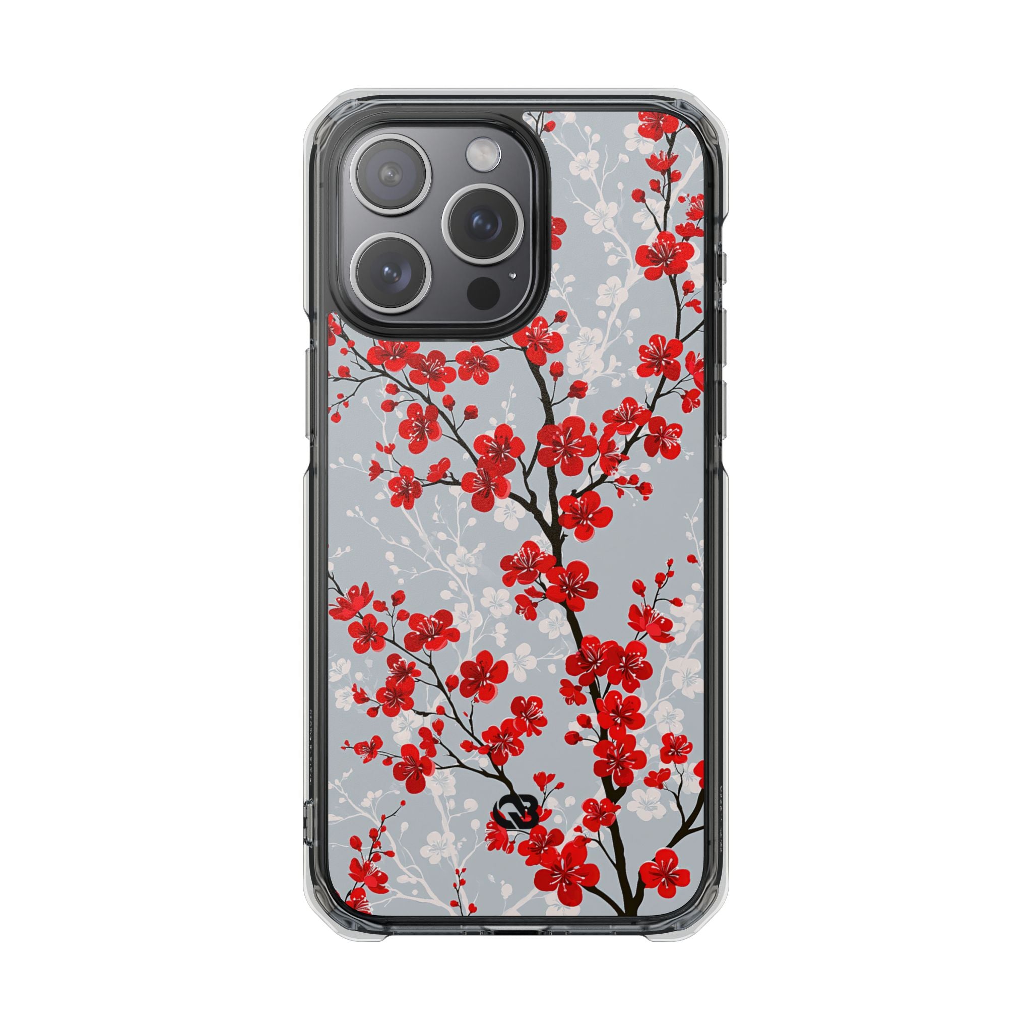 Grey Impact MagSafe Phone Case for iPhone - Crimson Sakura Slate
