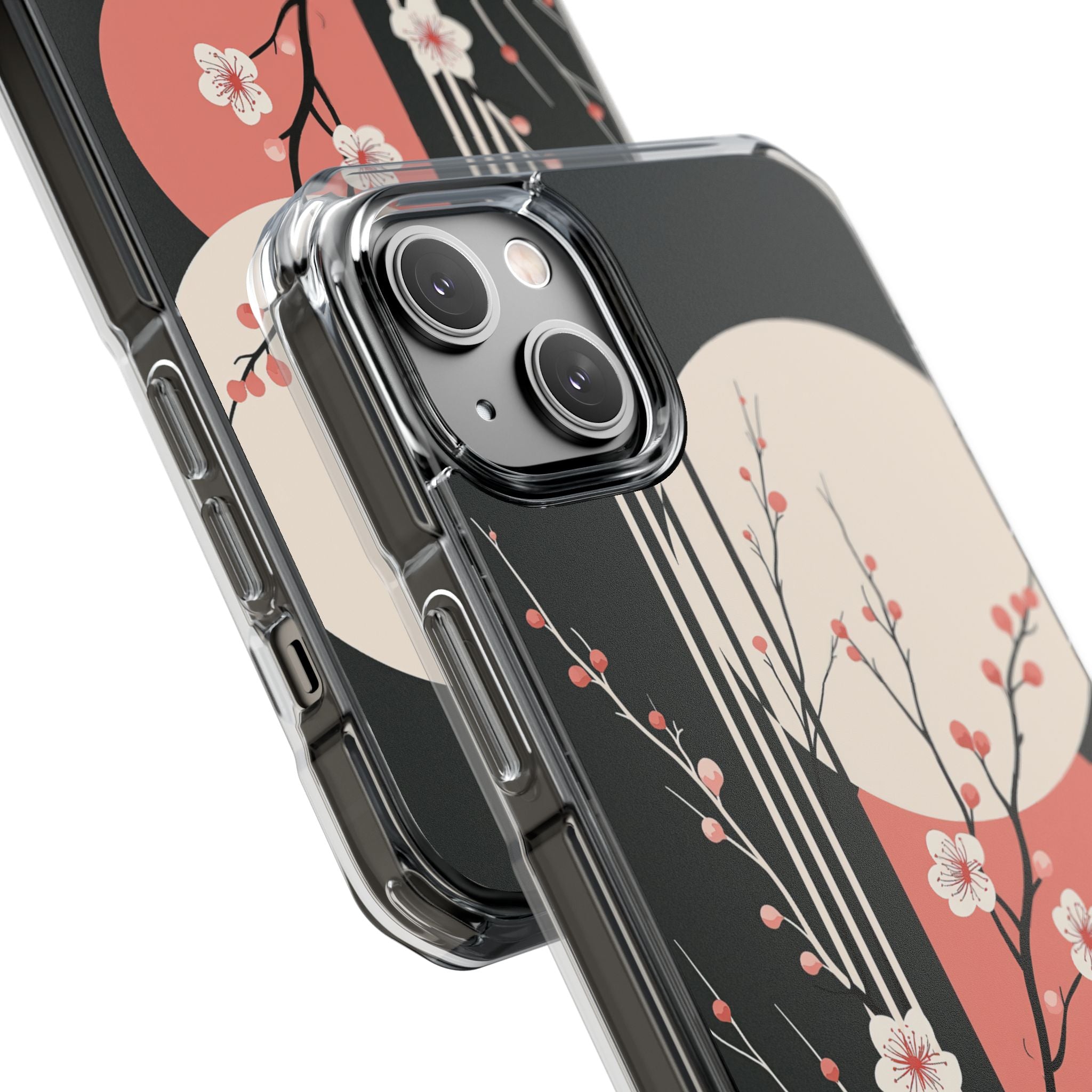 Black Impact MagSafe Phone Case for iPhone - Kyoto Midnight Blossom
