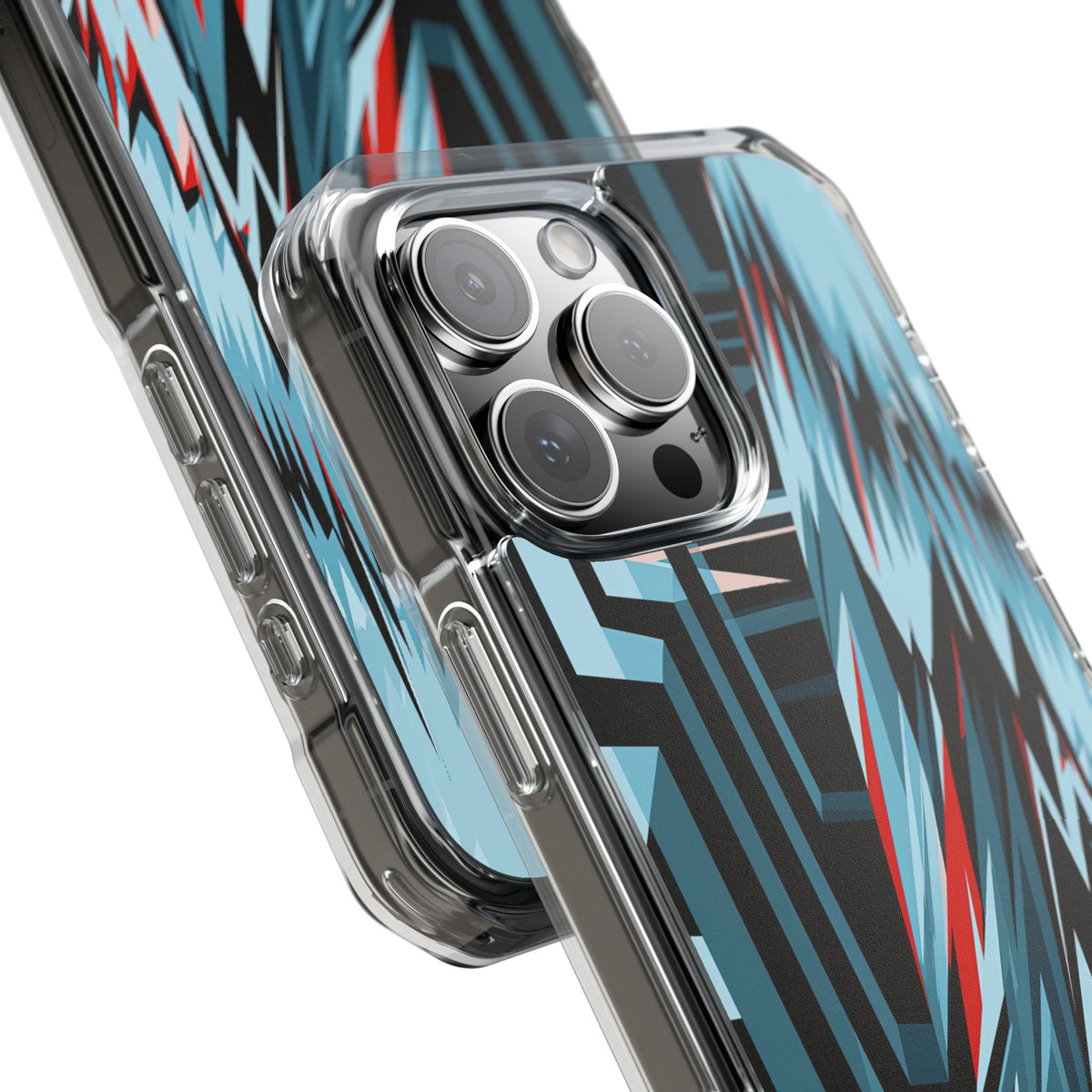 Blue Impact MagSafe Phone Case for iPhone - Glitch Peak Cyan