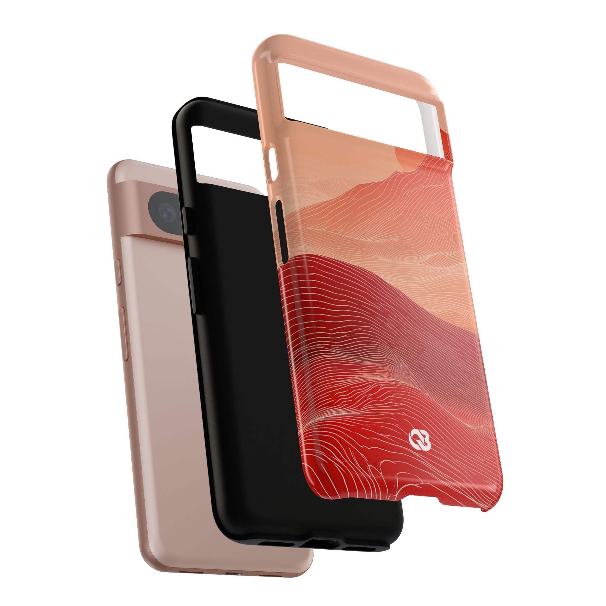 Red Tough Phone Case for Google Pixel - Crimson Ridge Lines