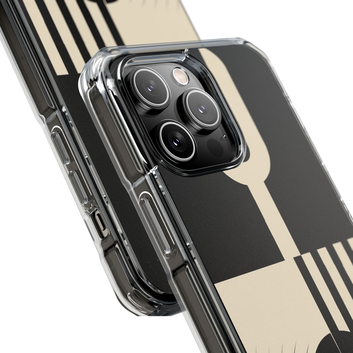 Black Impact MagSafe Phone Case for iPhone - Ivory Signal Grid