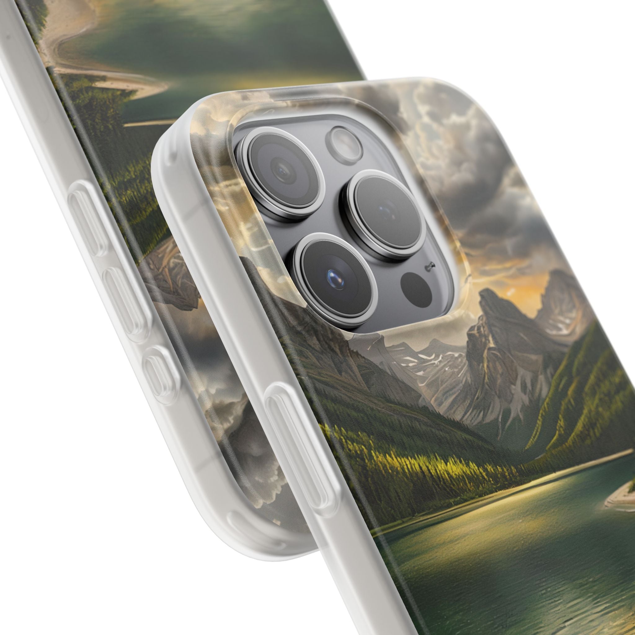 Gilded Mountain Lake · Soft Phone Case for iPhone