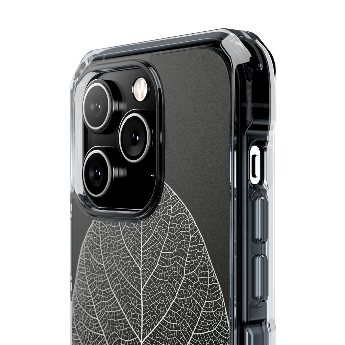 Black Impact MagSafe Phone Case for iPhone - Bleached Leaf Lattice