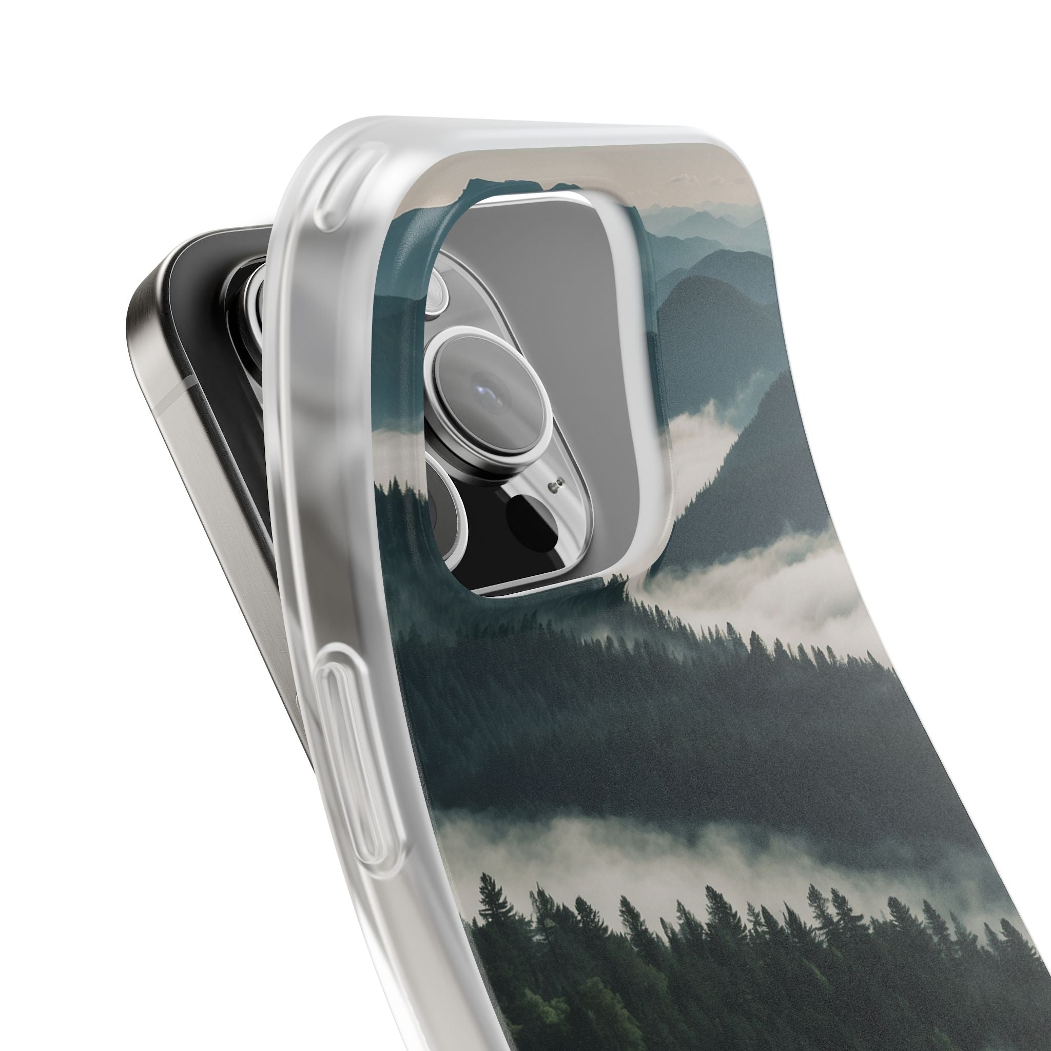 Misty Pine Peaks · Soft Hoesje voor iPhone