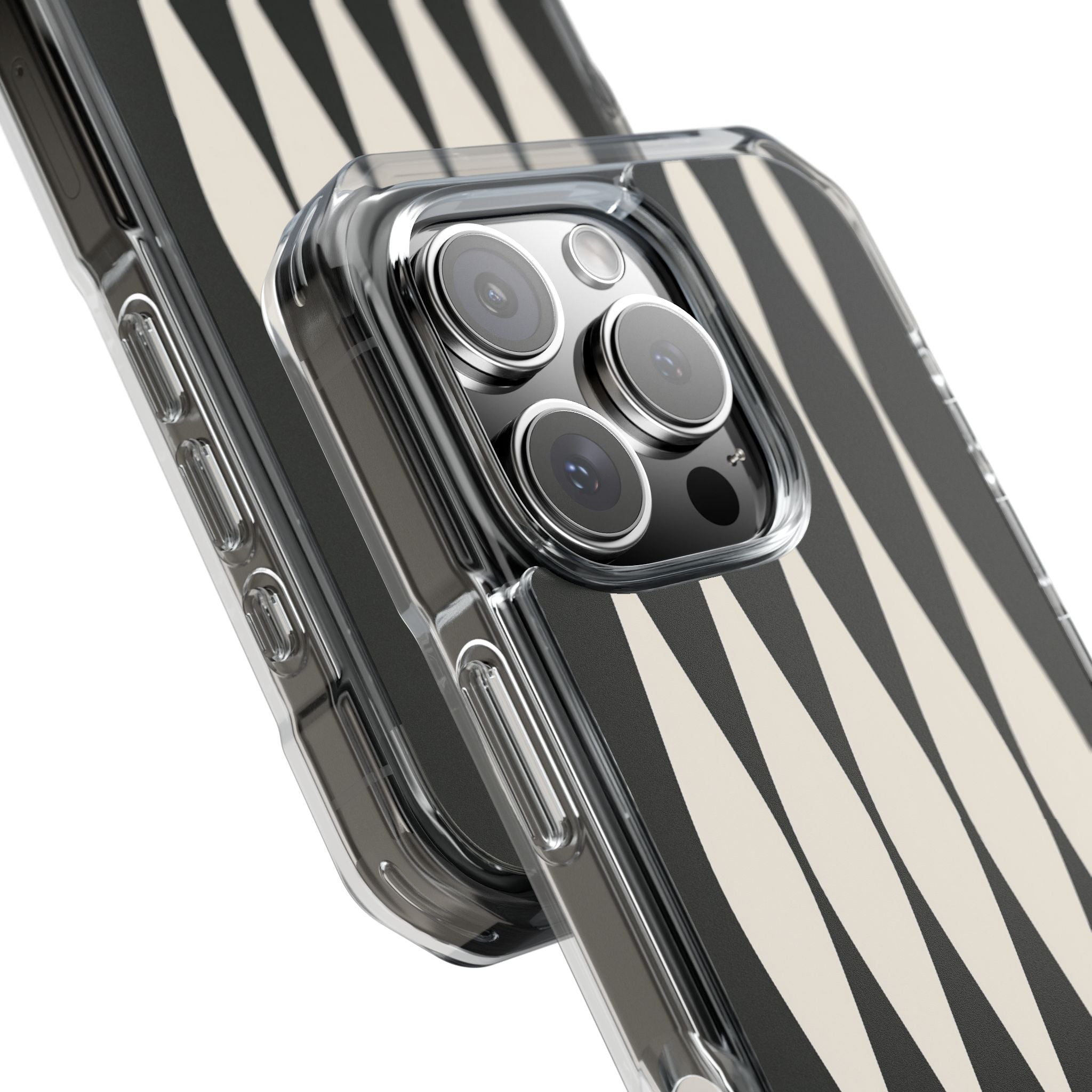 Black Impact MagSafe Phone Case for iPhone - Ivory Spindle Grid