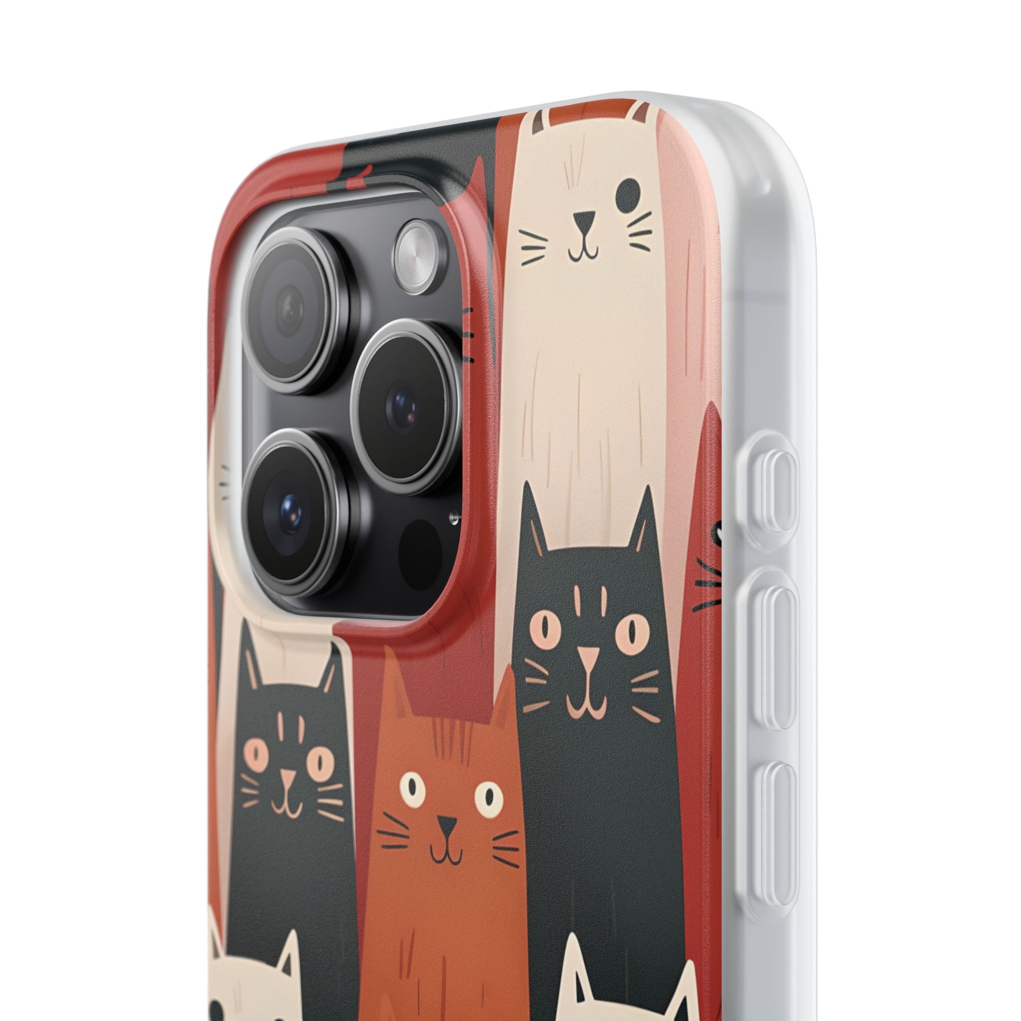 Elongated Cats Black iPhone 15 Pro Case - Soft