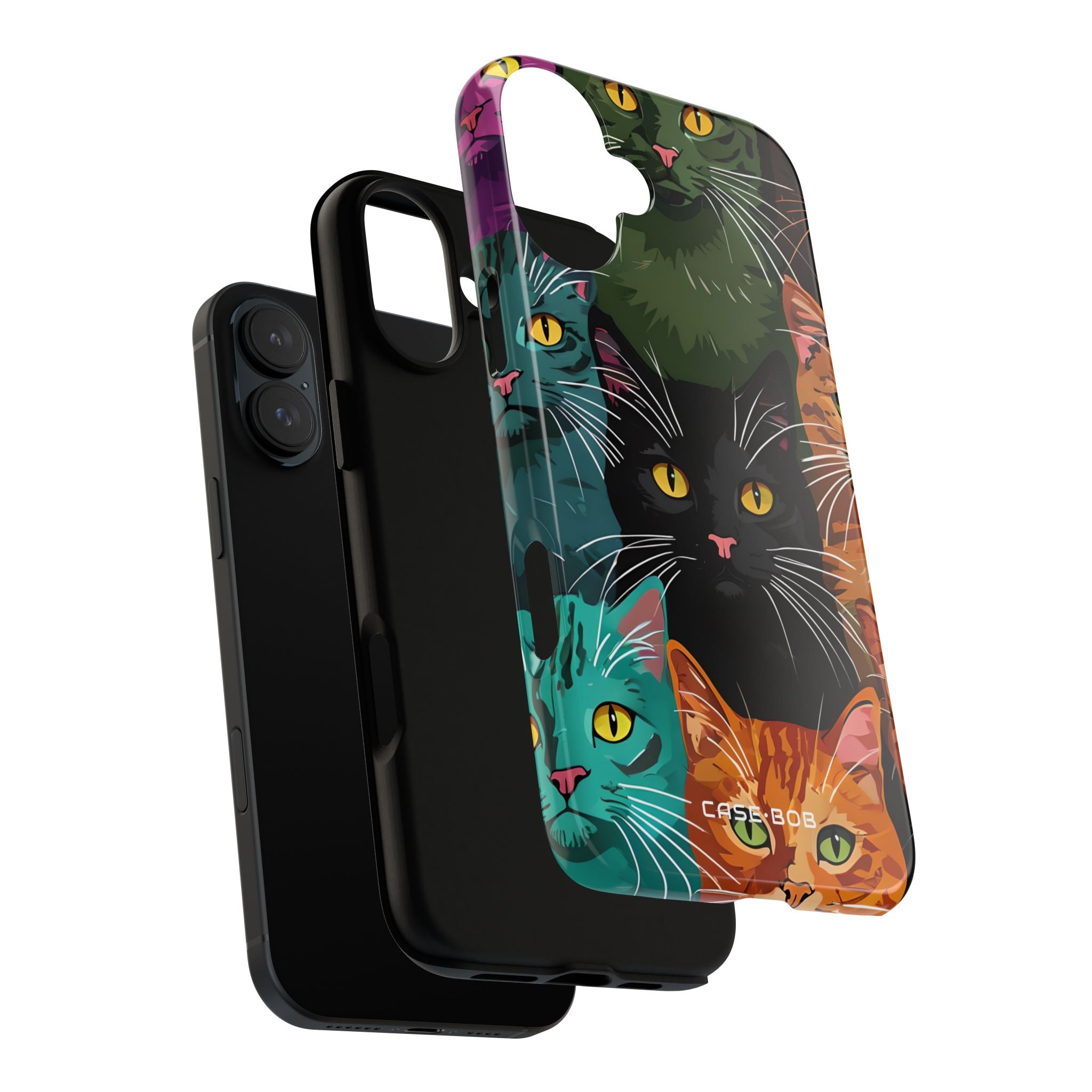 Cat Grid Teal iPhone 16 Plus Case - Tough