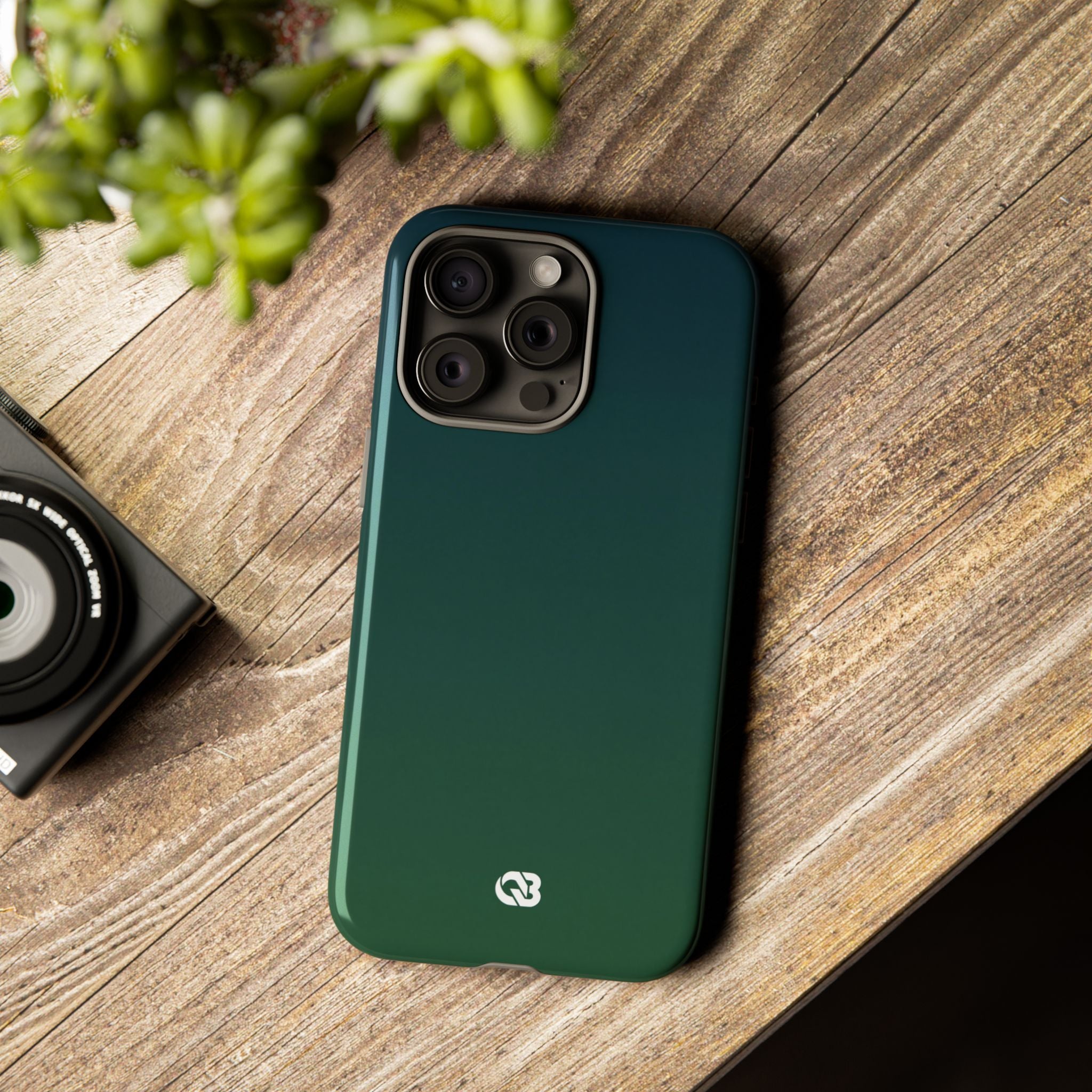 Green Tough Phone Case for iPhone - Midnight Pine Horizon
