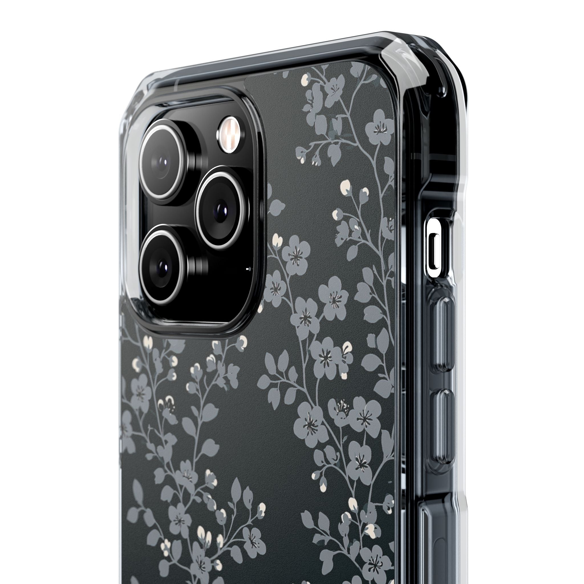 Black Impact MagSafe Phone Case for iPhone - Midnight Slate Blossom