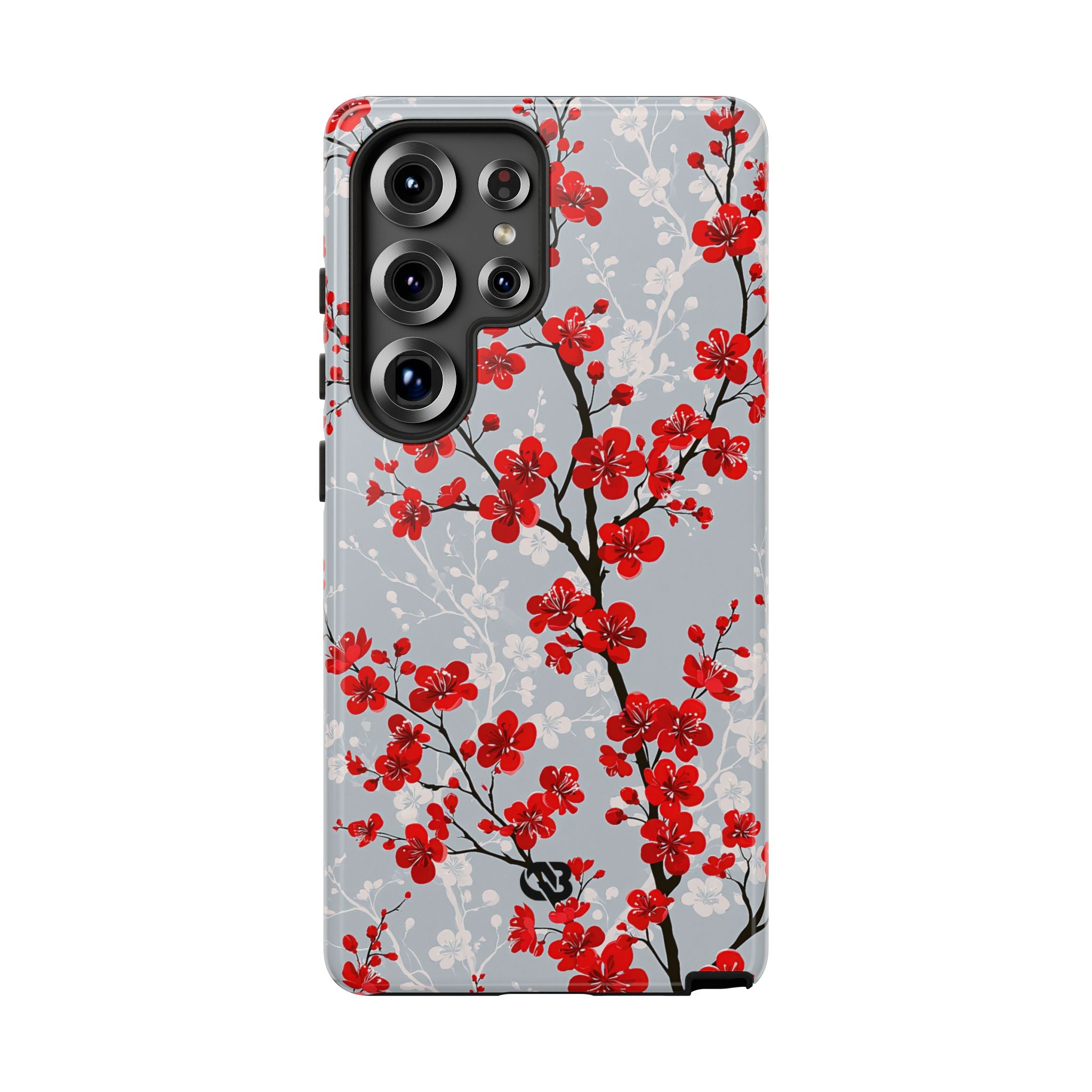 Grey Tough Phone Case for Samsung - Crimson Sakura Slate
