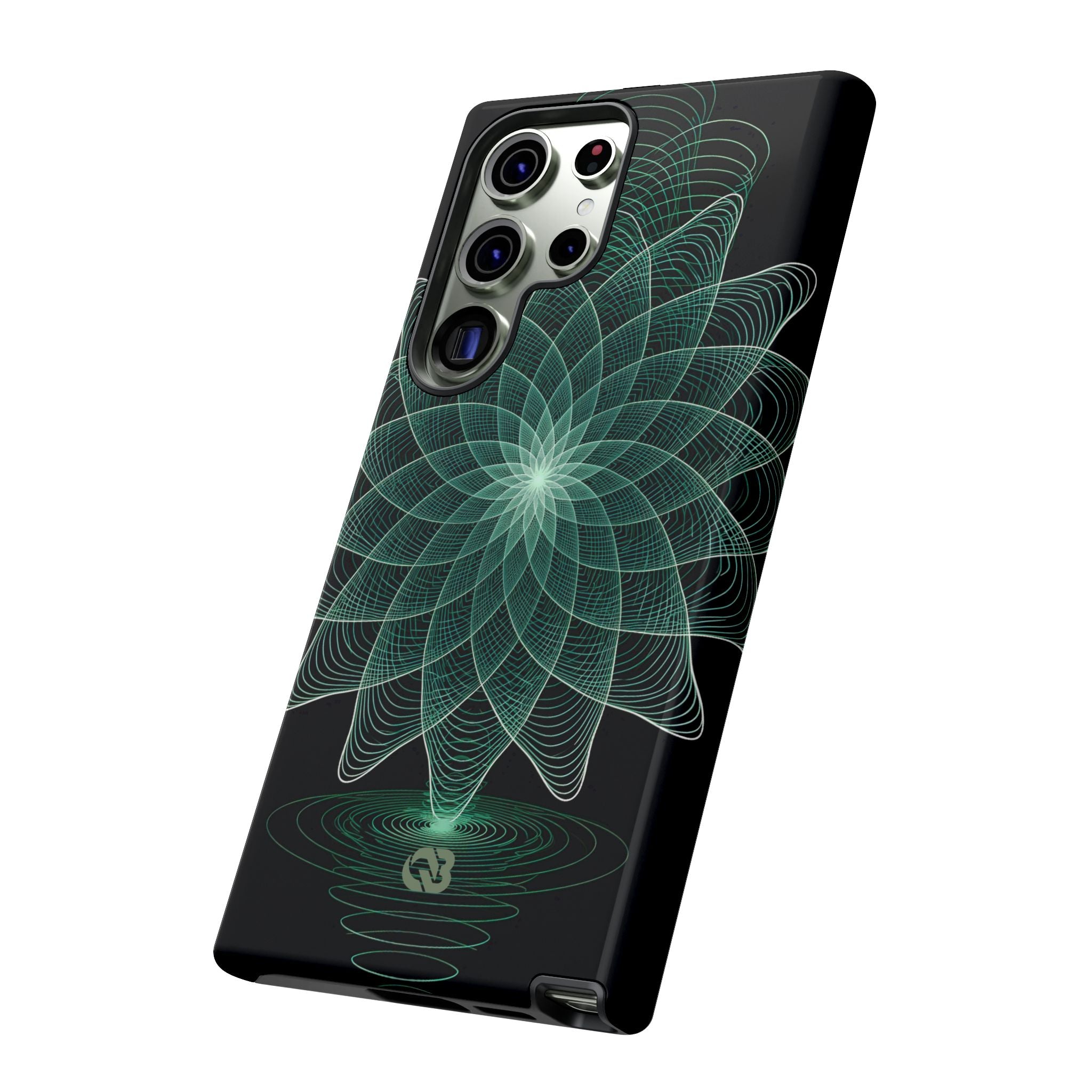 Green Tough Phone Case for Samsung - Cyan Signal Bloom
