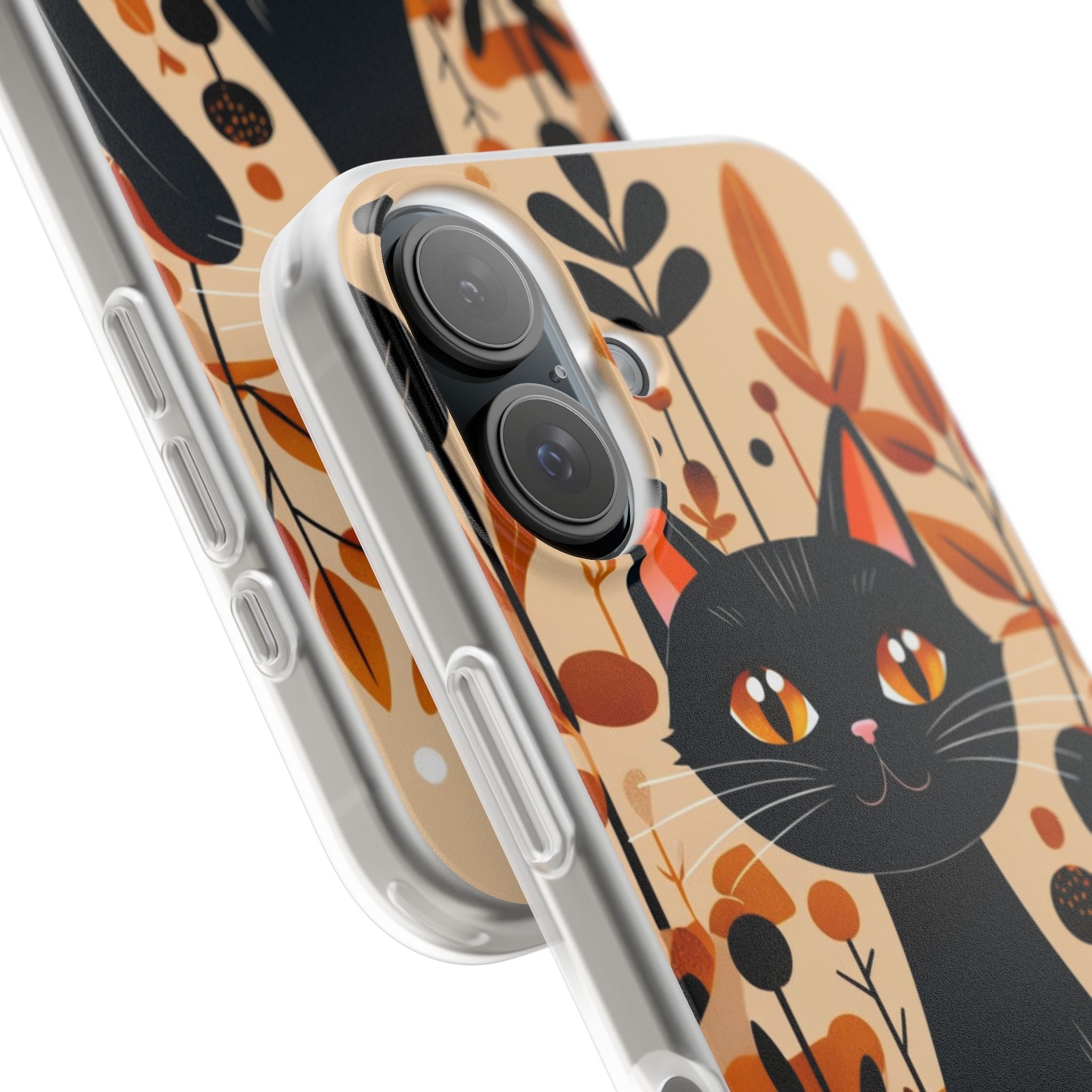 Black Cat Glow iPhone 16 Case - Soft