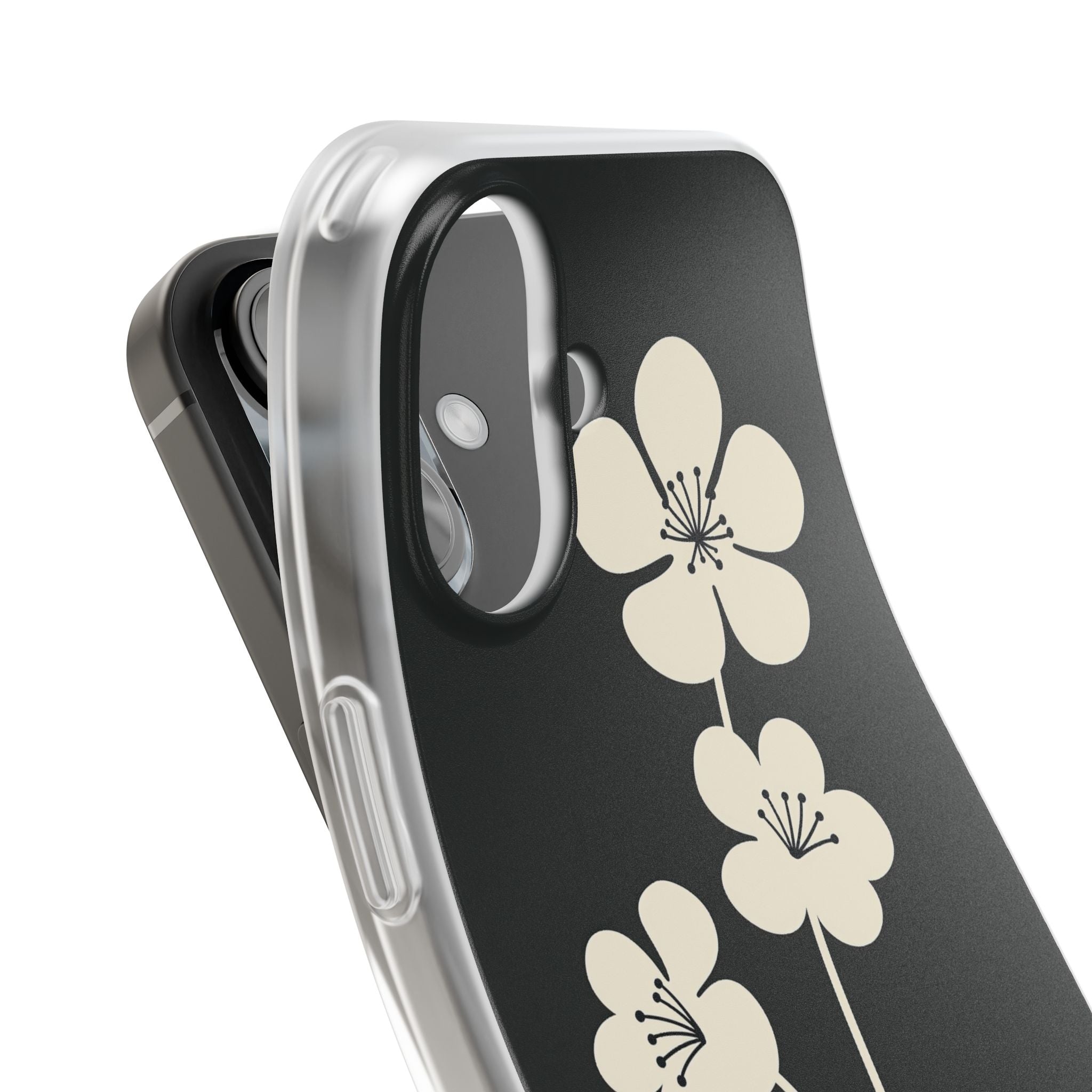 Black Lite Phone Case for iPhone - Obsidian Cream Bloom