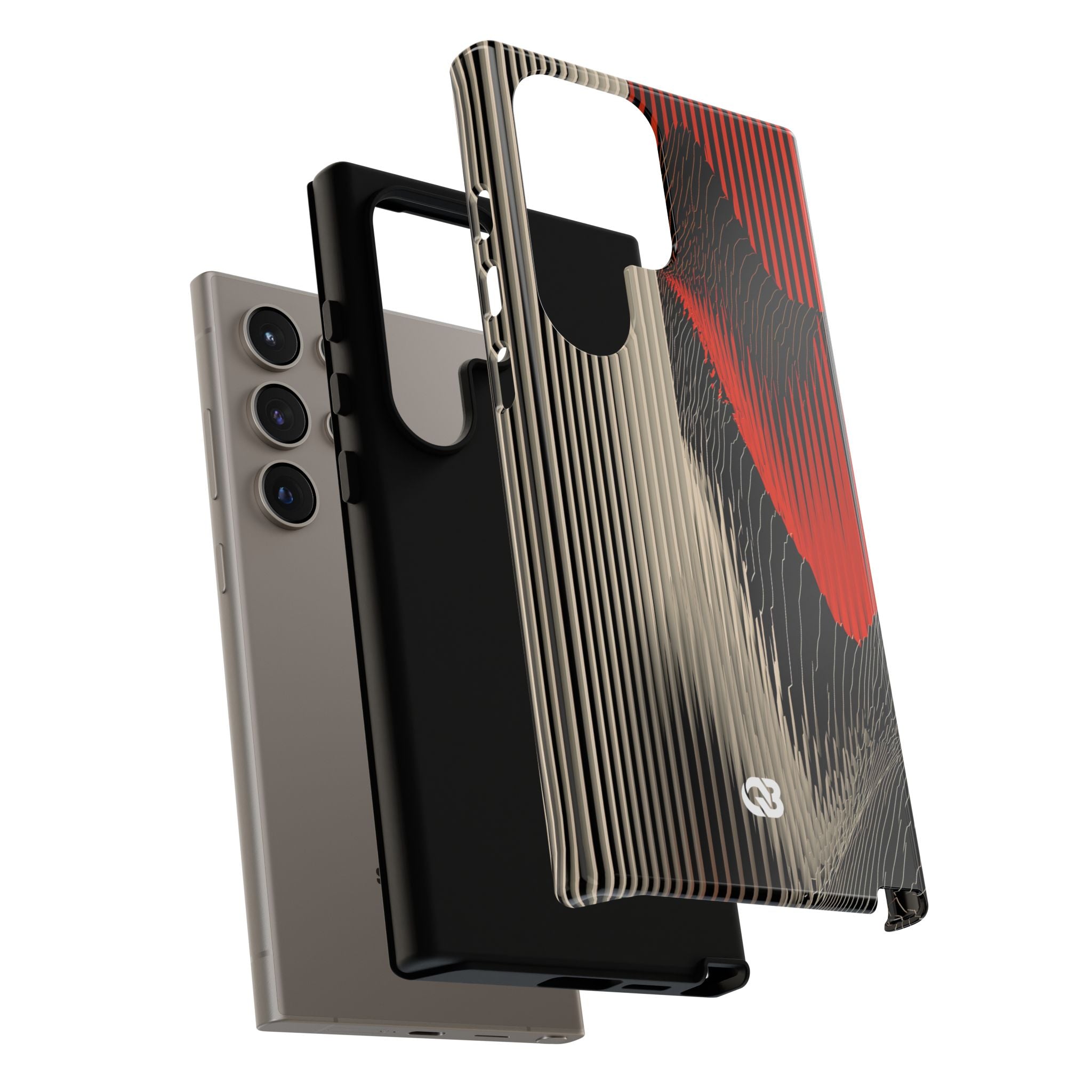 Red Tough Phone Case for Samsung - Crimson Pulse Topo