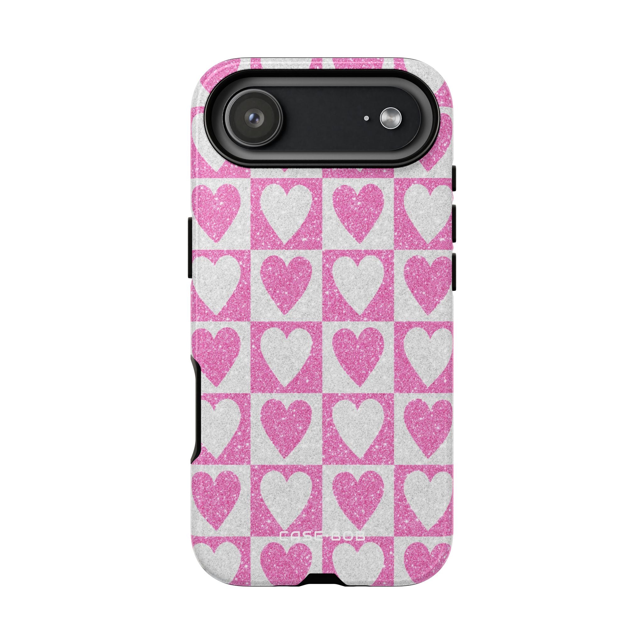Glitter Heart Grid iPhone 17 Air Case - Tough - CASE•BOB
