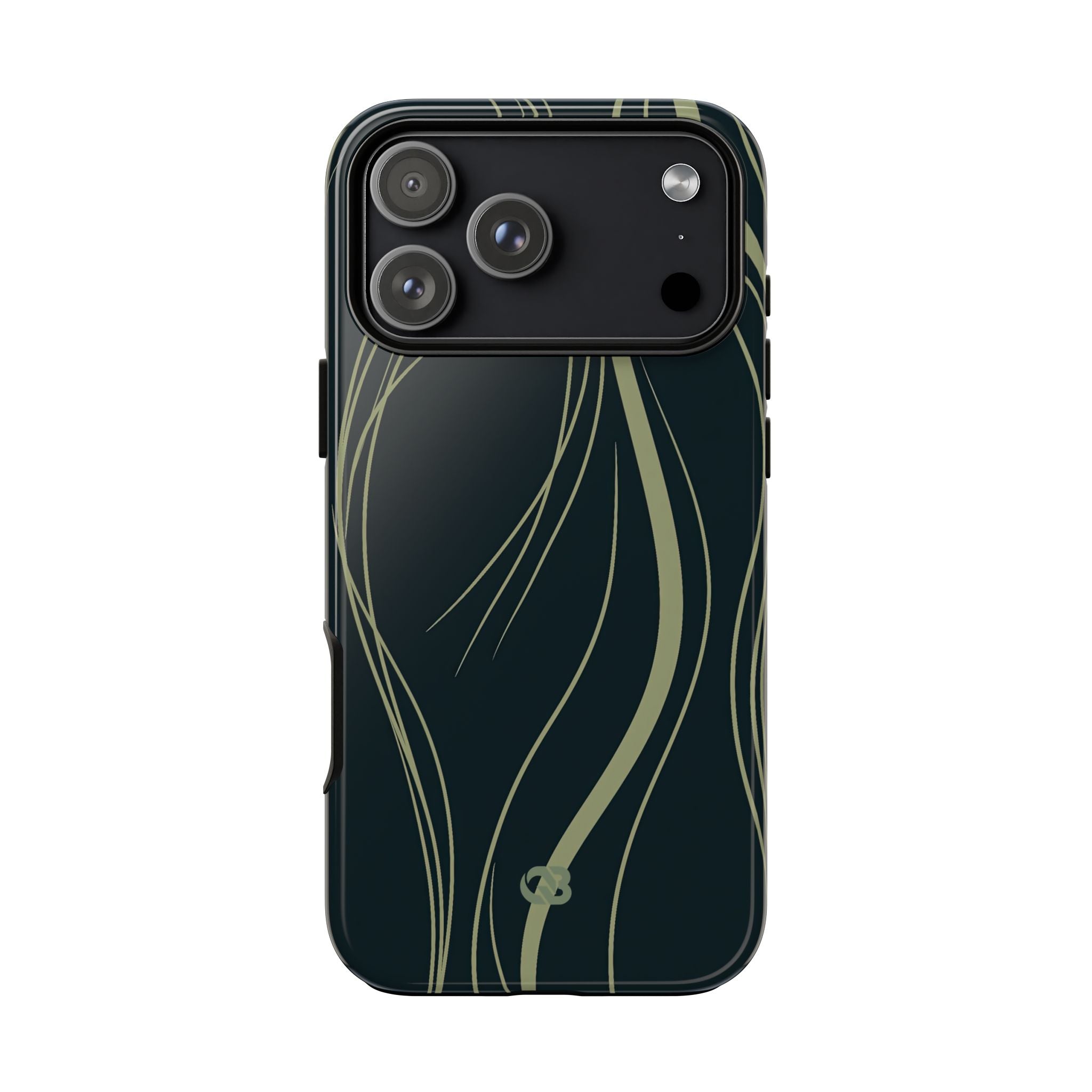 Green Tough Phone Case for iPhone - Obsidian Sage Flow