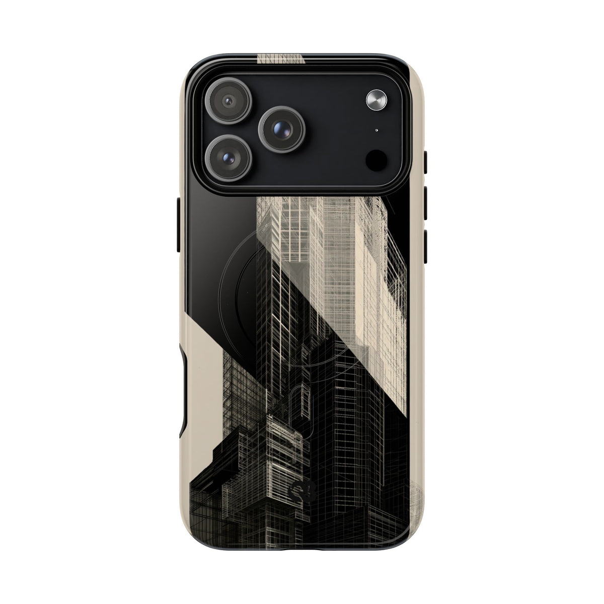 Beige Tough 2.0 Magsafe Phone Case for iPhone - Monolith Urban Grid