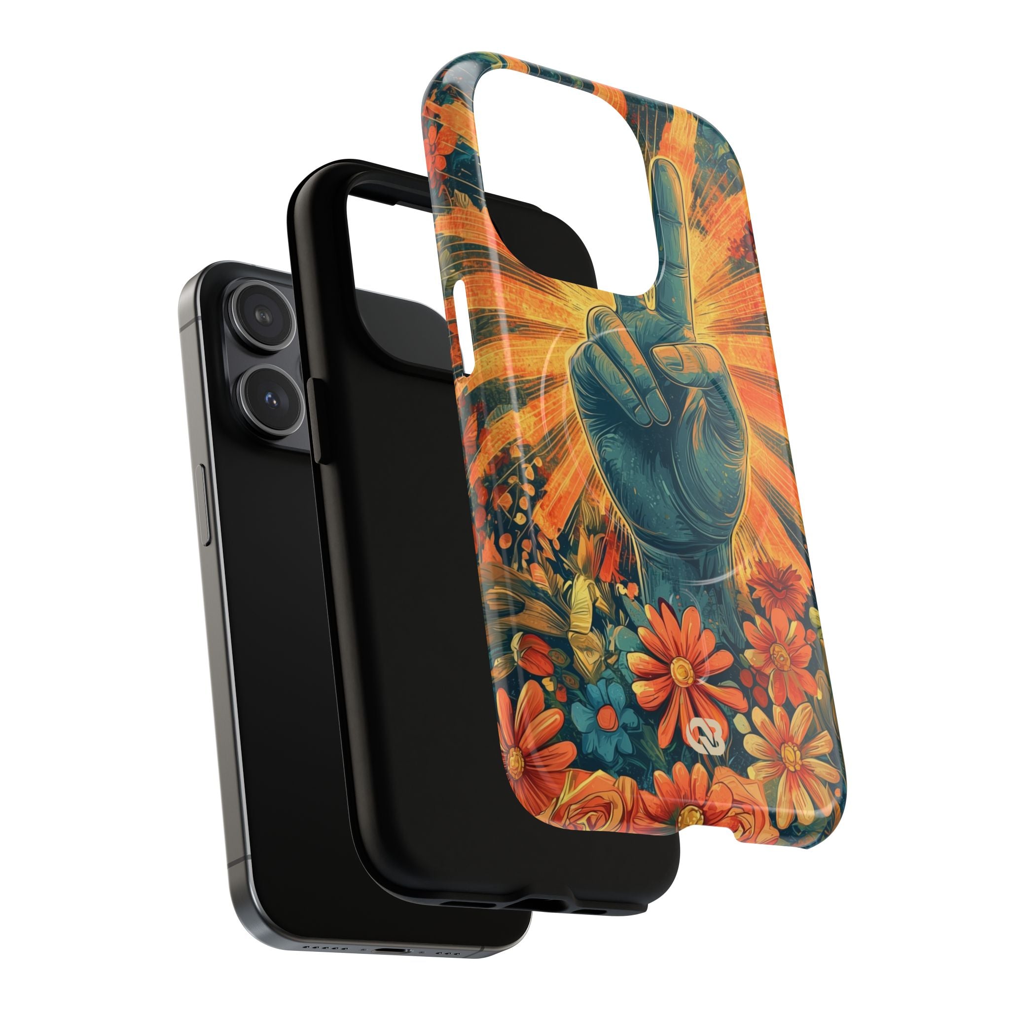 Fleur de paix radieuse · Coque de téléphone Tough+ pour iPhone · Magsafe