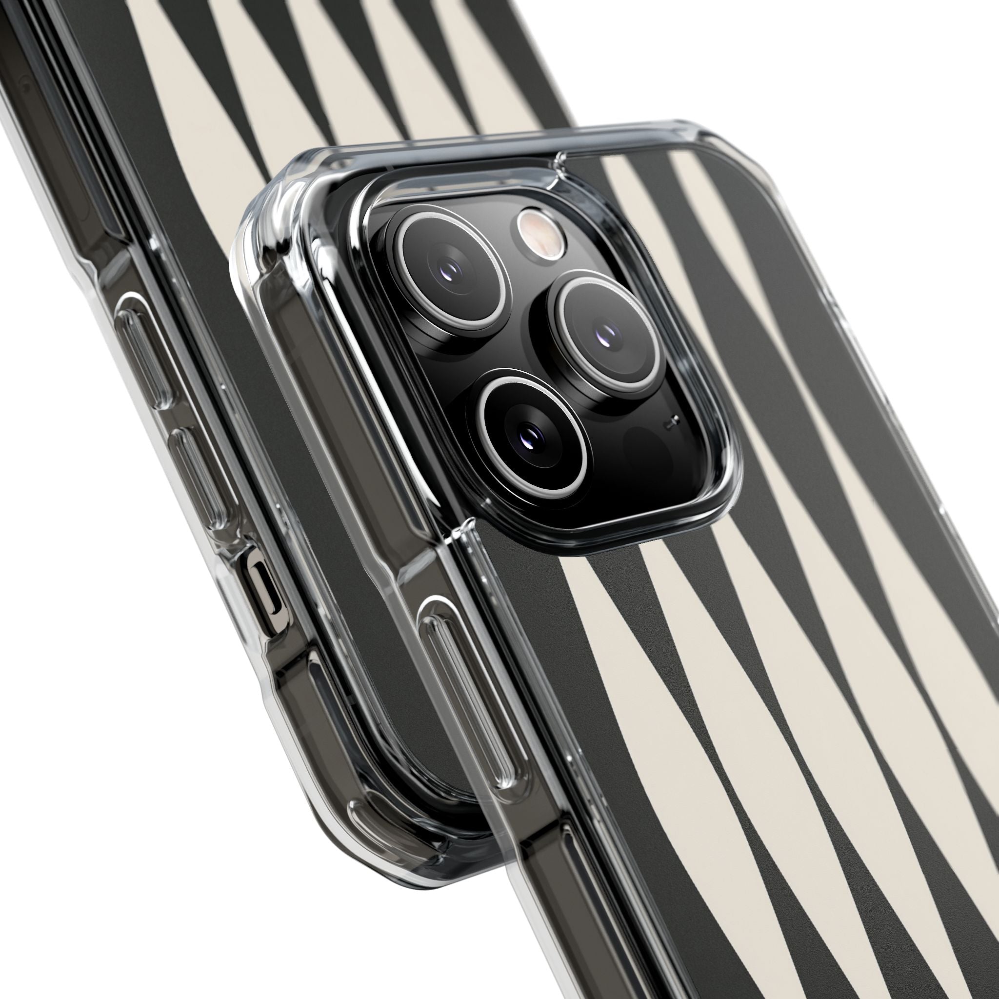 Black Impact MagSafe Phone Case for iPhone - Ivory Spindle Grid