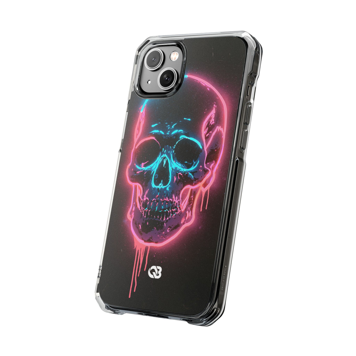 Neon Drip Skull · Clear Impact Magnetic Phone Case for iPhone · Black