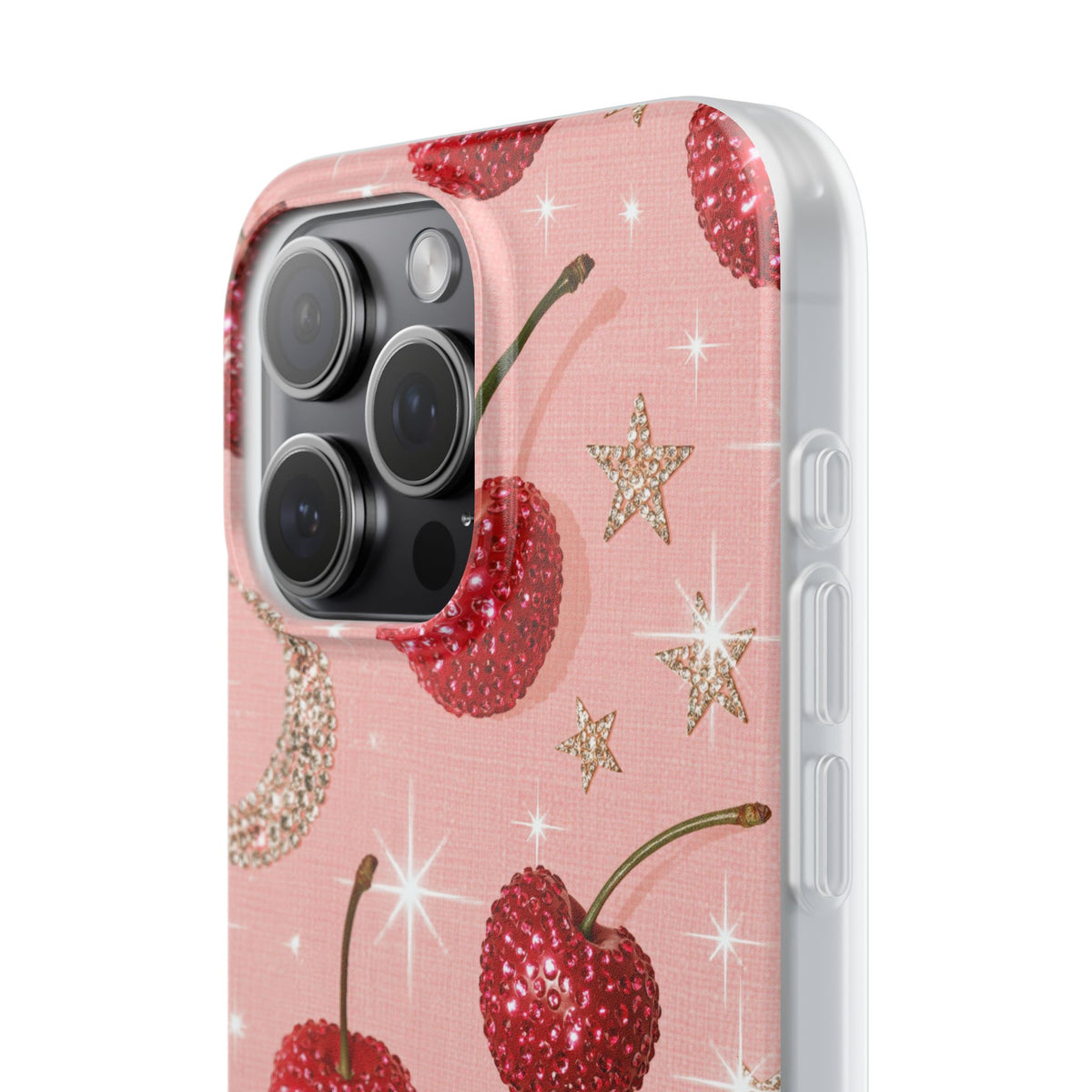 Bedazzled Ruby Cherries · Lite Phone Case for iPhone · Pink