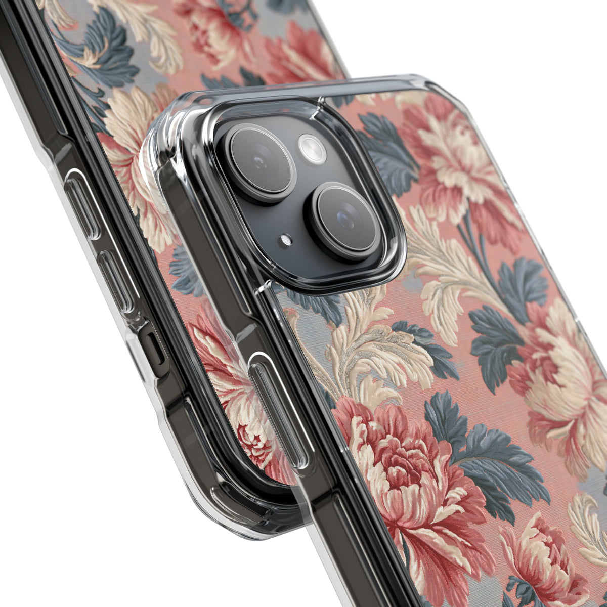 Blush Peony Jacquard · Clear Impact Magnetic Phone Case for iPhone · Pink