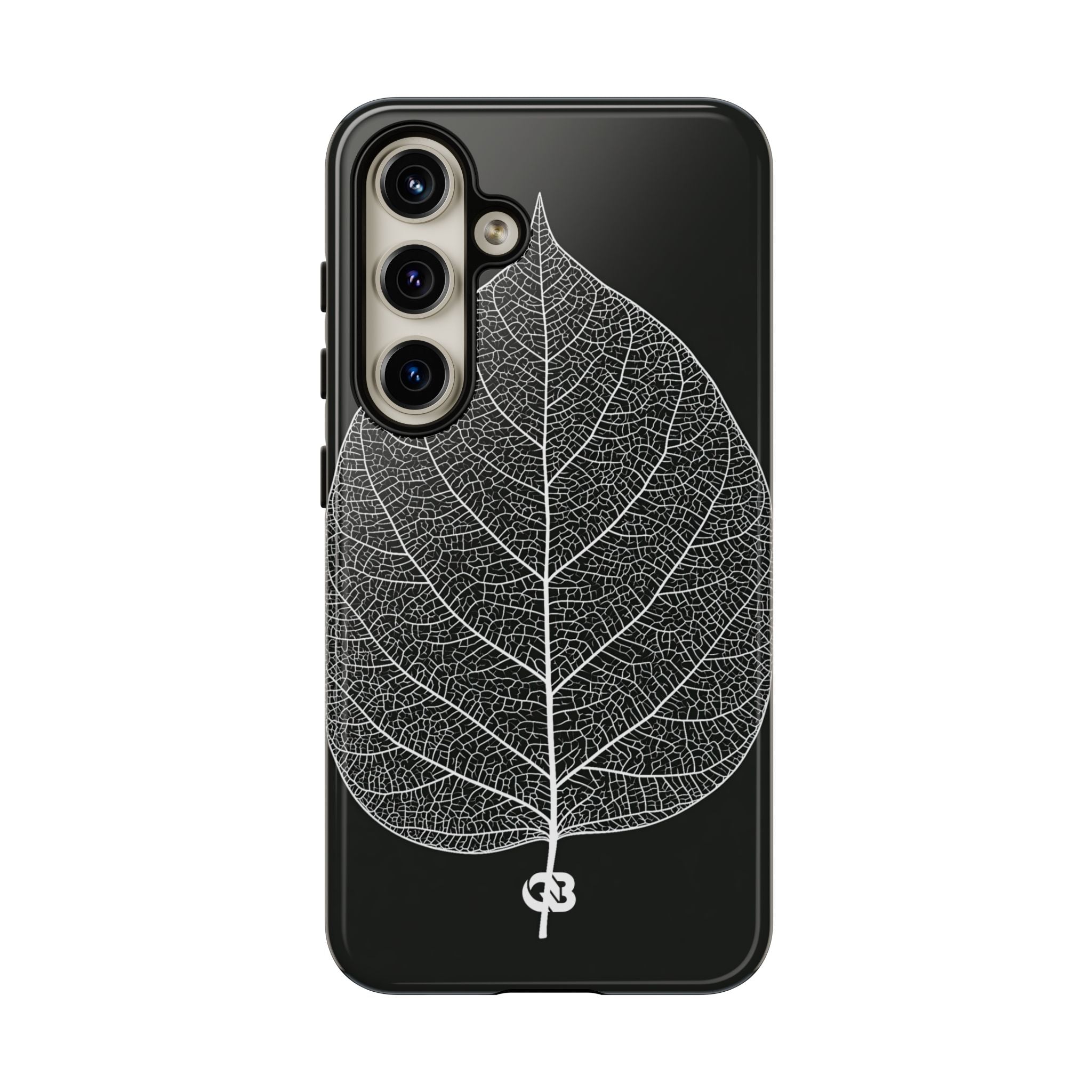 Black Tough Phone Case for Samsung - Bleached Leaf Lattice