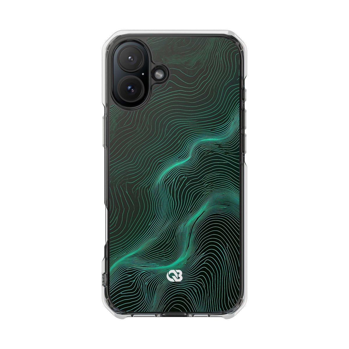 Teal Impact MagSafe Phone Case for iPhone - Neon Jade Contour