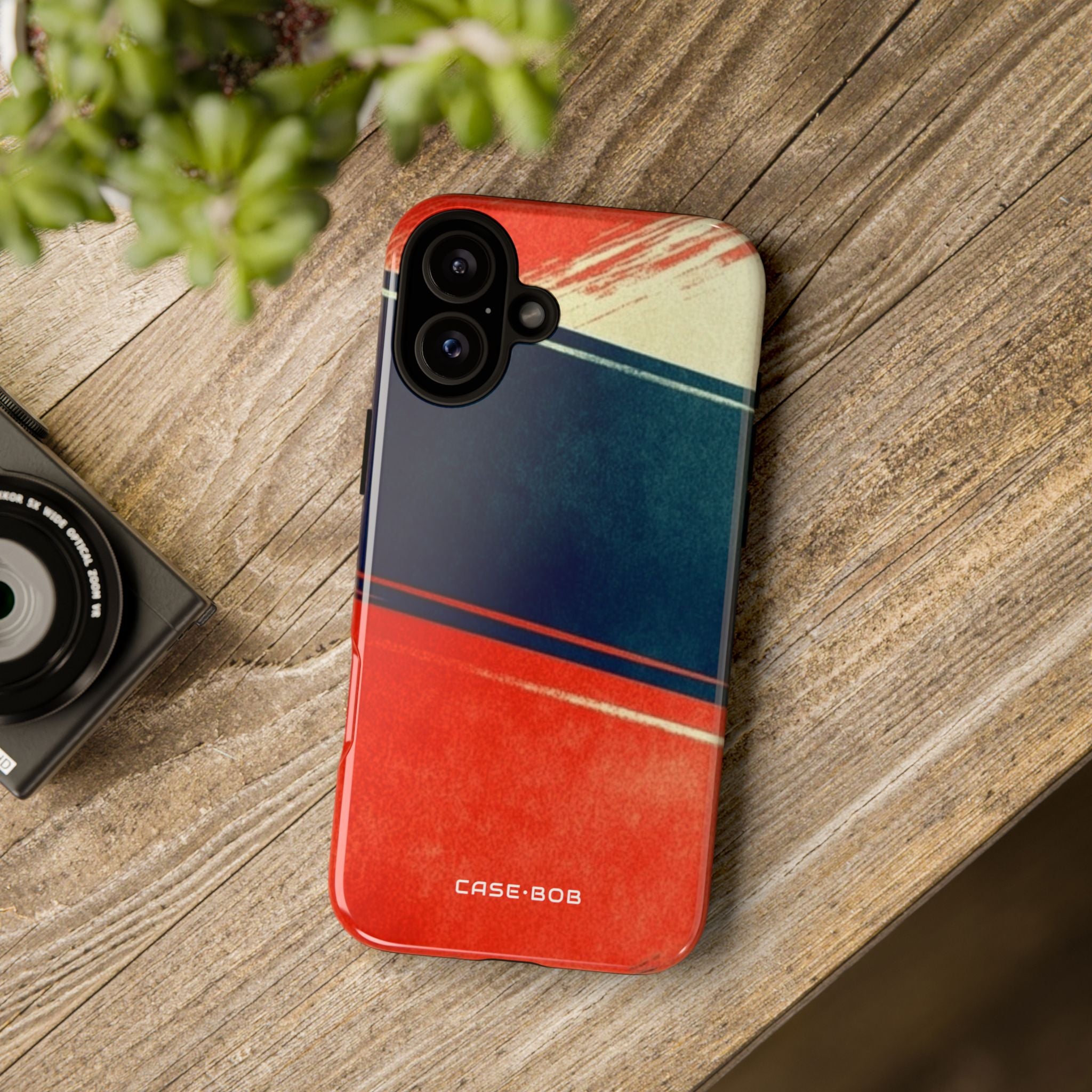 Navy Streak Burst iPhone 16 Plus Case - Tough