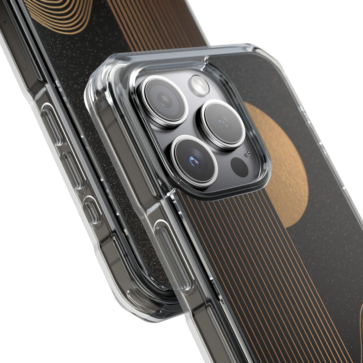 Lunar Topo Horizon · Clear Impact Magnetic Phone Case for iPhone · Black